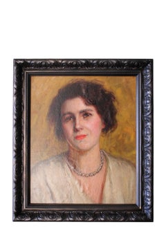 1920's portrait oil painting of a woman post-impressionist oil painting Art Deco