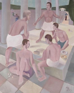 1929 Oil - Games In The Bath House