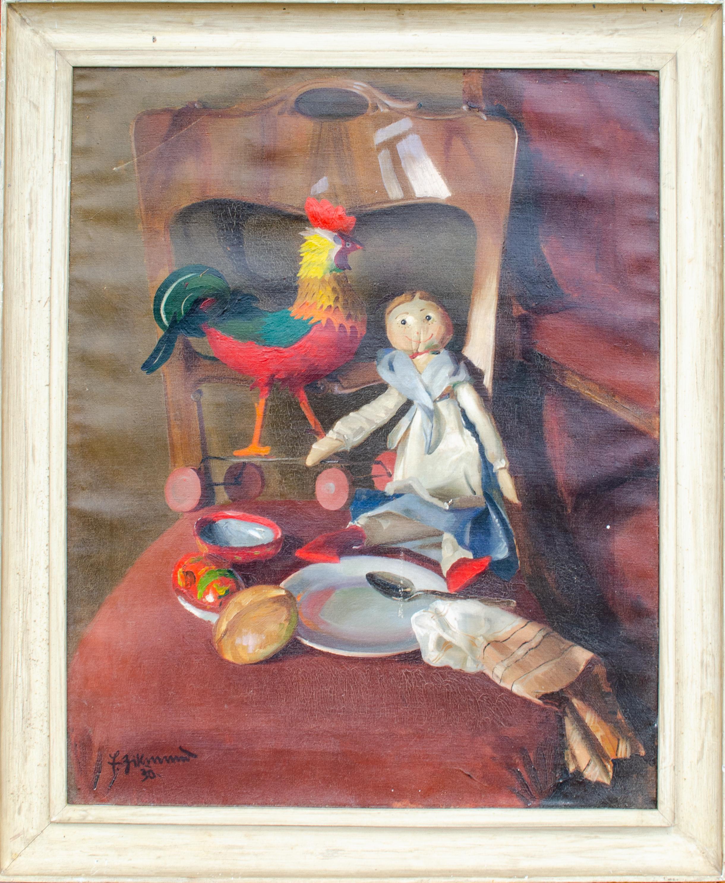 Unknown Still-Life Painting - 1930 Americana Still Life by Mystery Artist