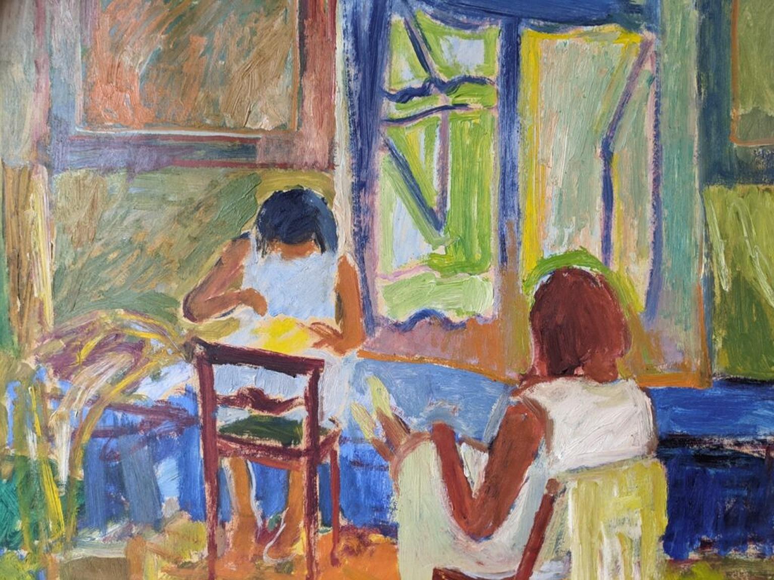 1933 Vintage Original Modernist Swedish Figurative Oil Painting - Crafts 7