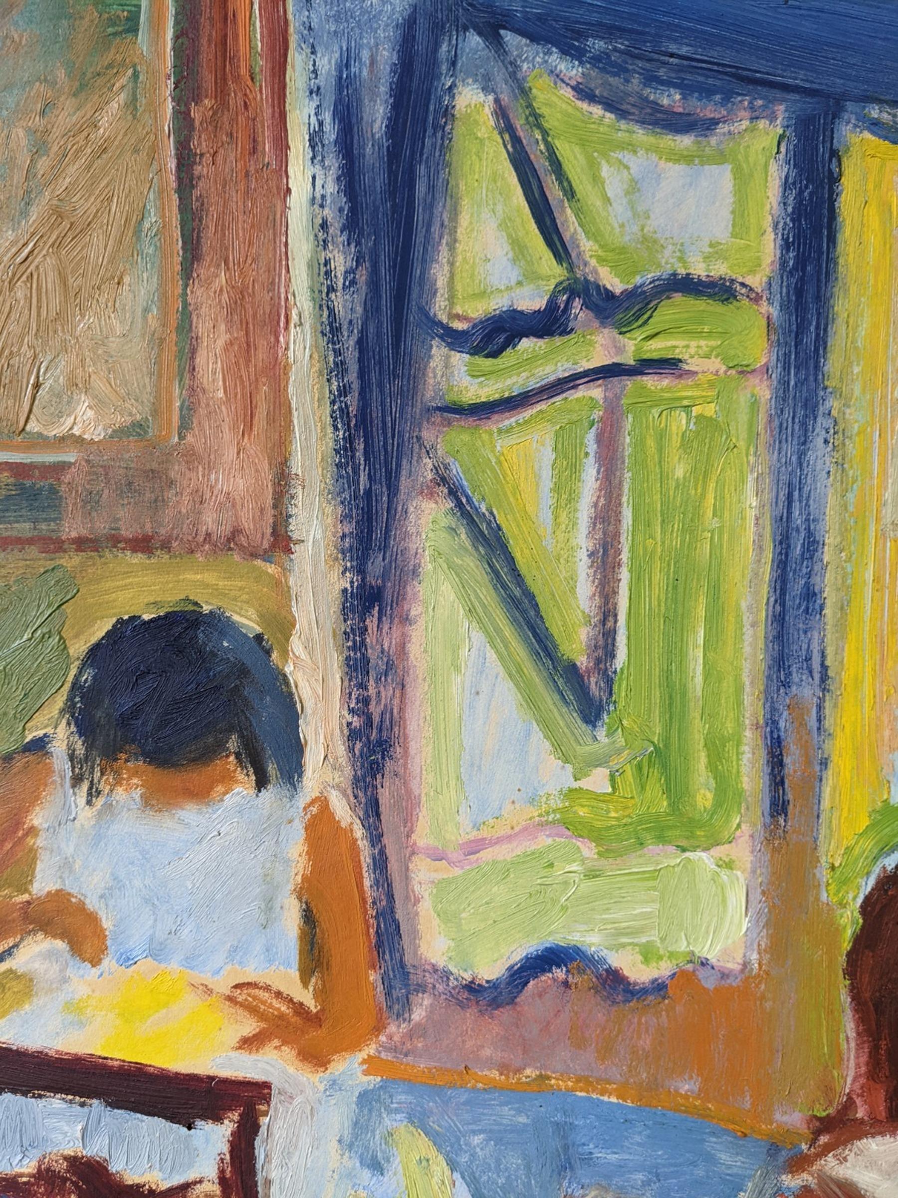 1933 Vintage Original Modernist Swedish Figurative Oil Painting - Crafts 8