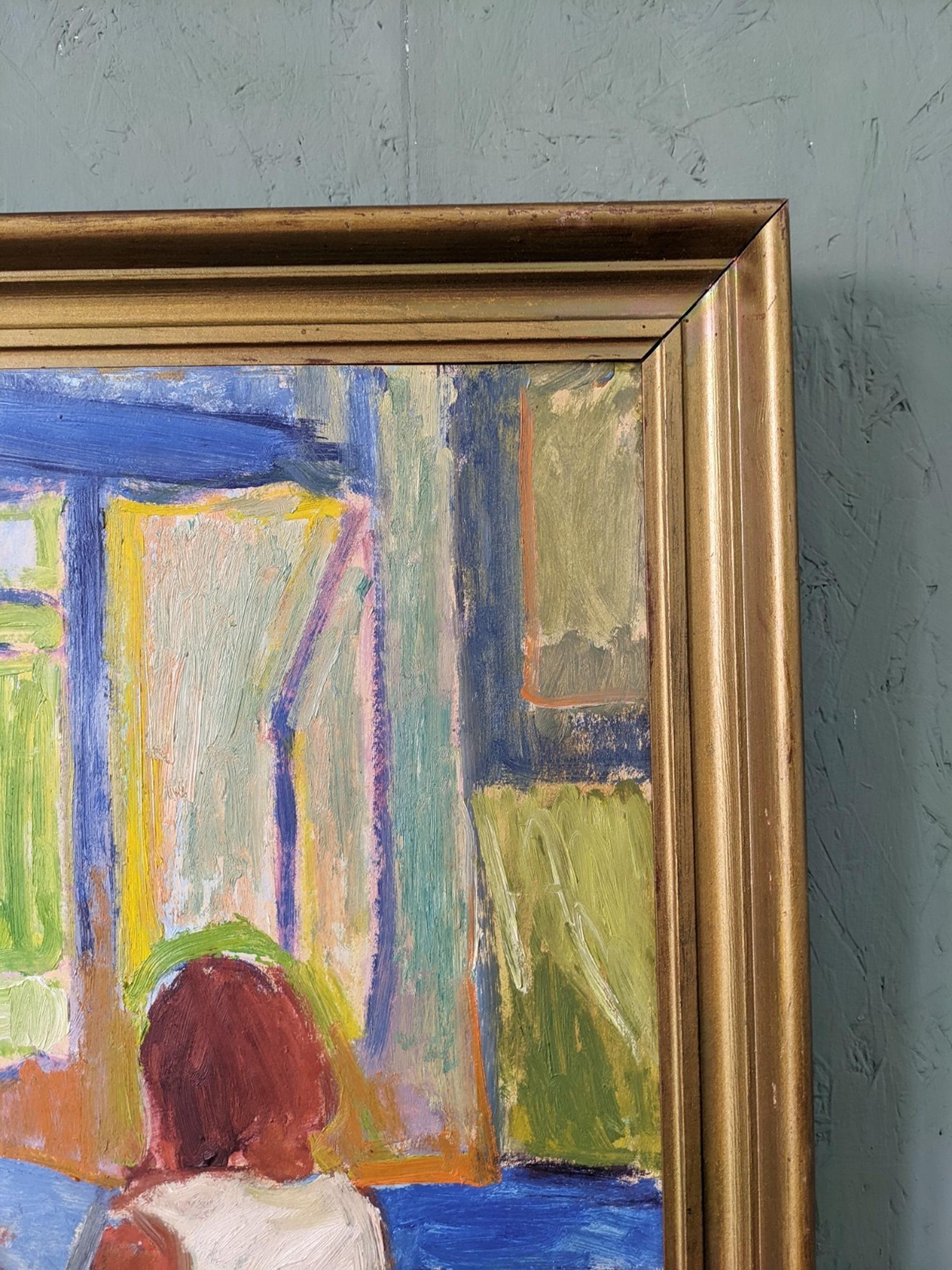 1933 Vintage Original Modernist Swedish Figurative Oil Painting - Crafts 3