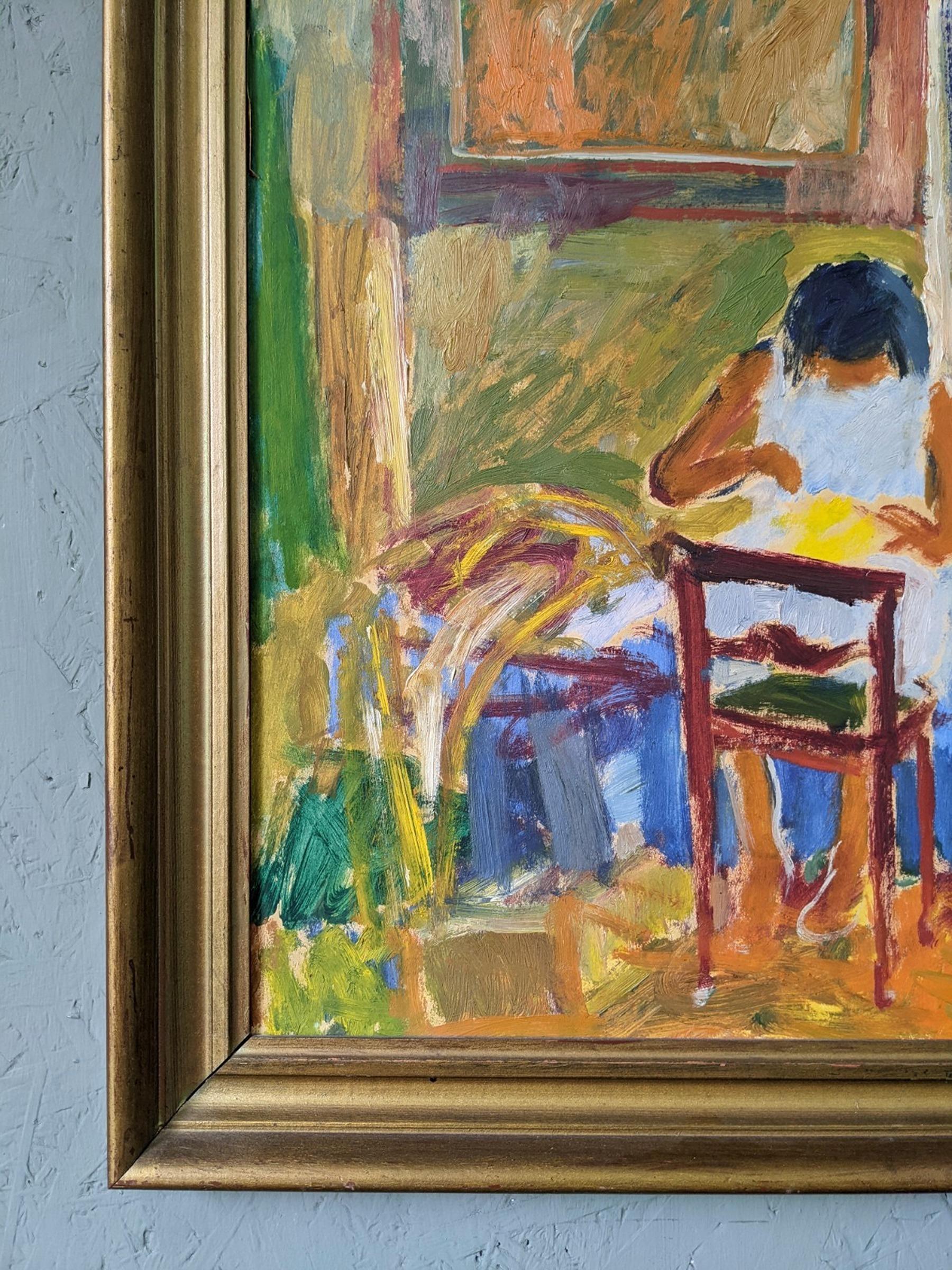 1933 Vintage Original Modernist Swedish Figurative Oil Painting - Crafts 4