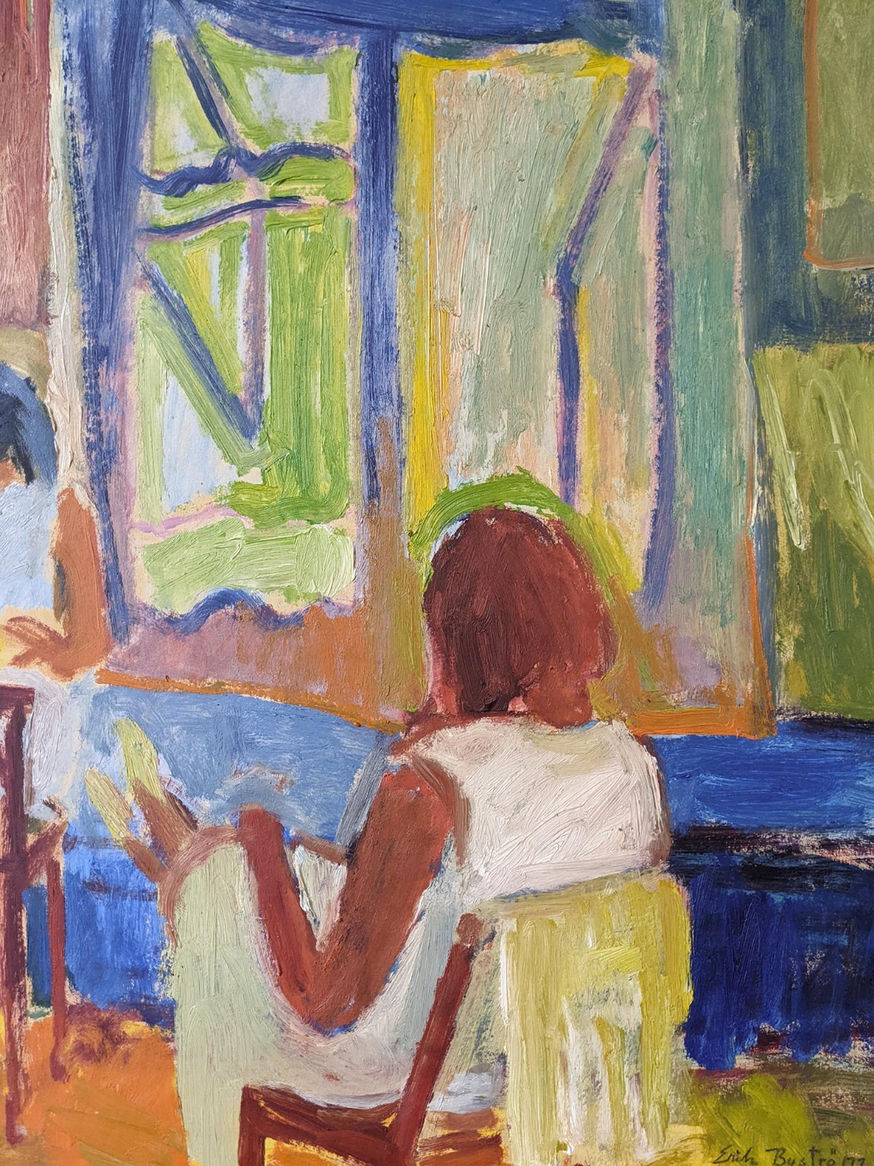 1933 Vintage Original Modernist Swedish Figurative Oil Painting - Crafts 6