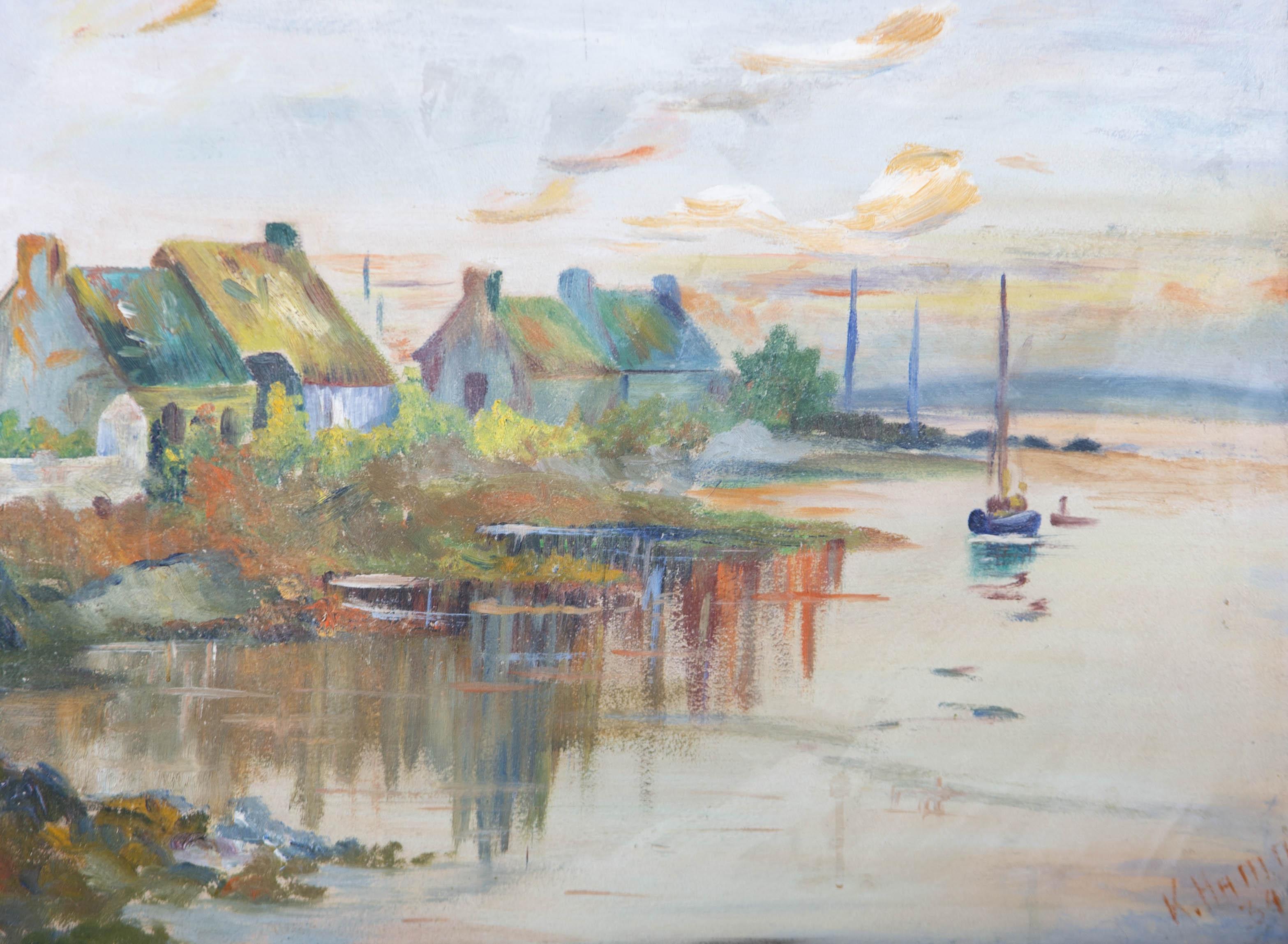 1934 Oil - Sunset Over The Inlet - Painting by Unknown