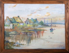 Vintage 1934 Oil - Sunset Over The Inlet