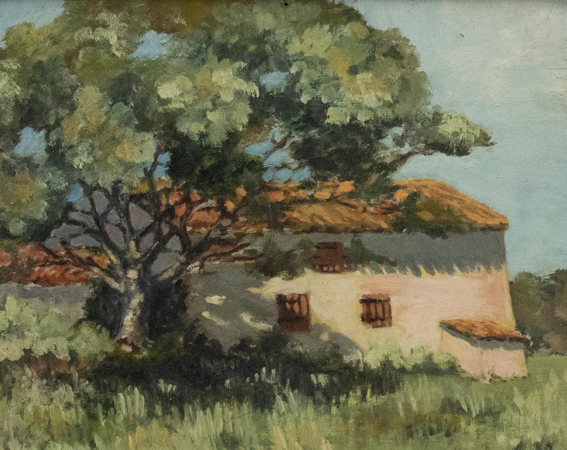 1937 Oil - Villa in Spring - Painting by Unknown