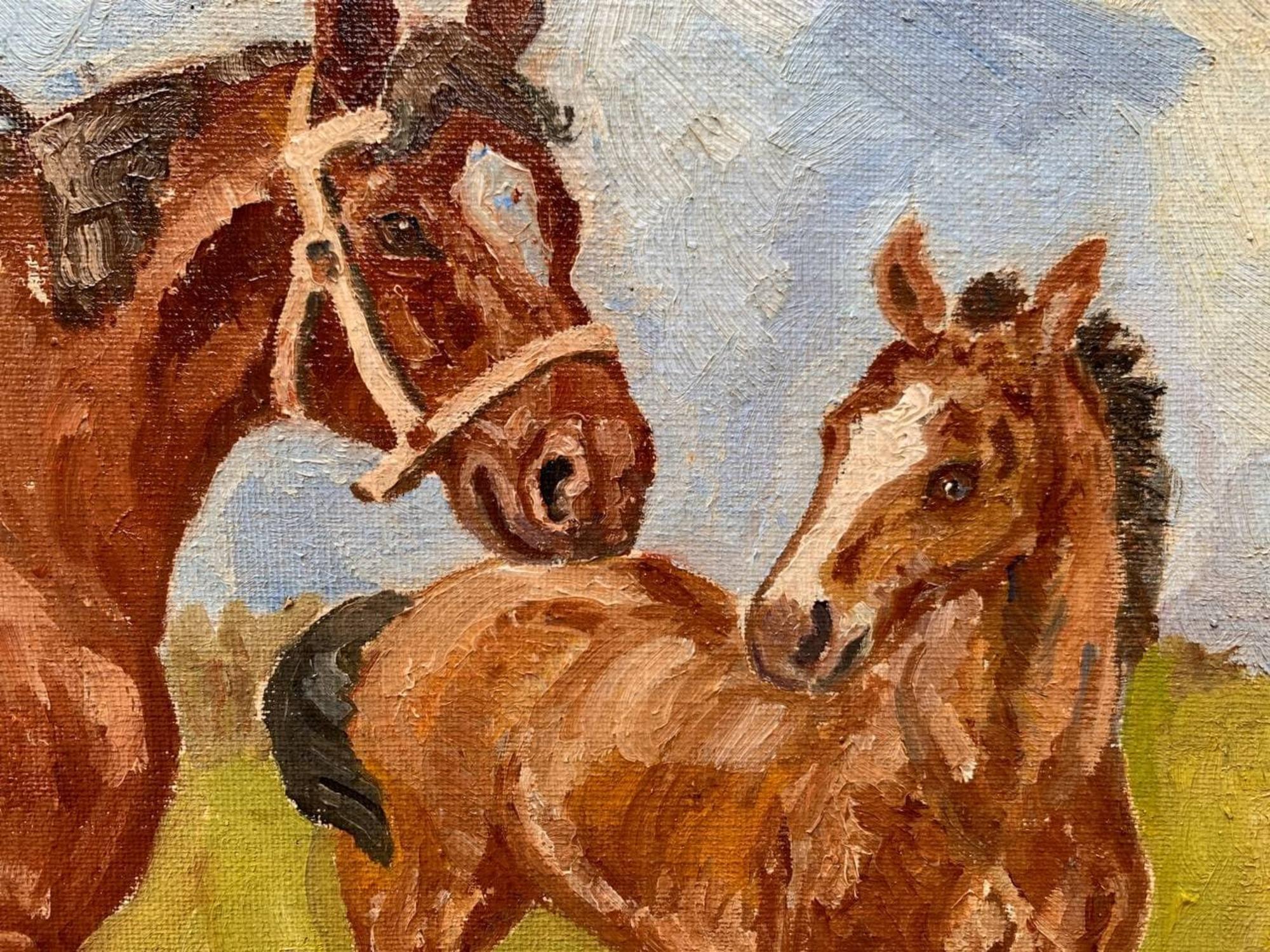 1938 Danish Vintage/antique oil painting on canvas, Horses, Signed dated For Sale 2