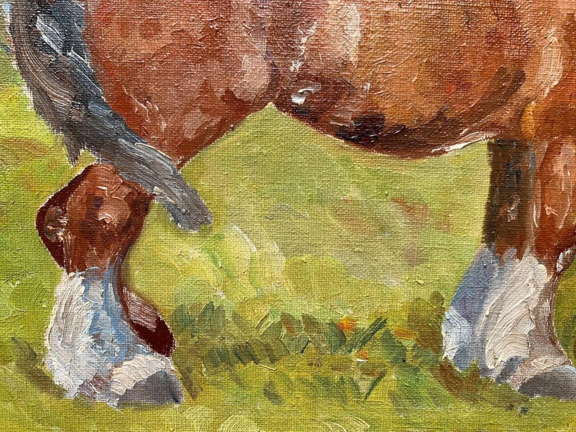 1938 Danish Vintage/antique oil painting on canvas, Horses, Signed dated For Sale 3