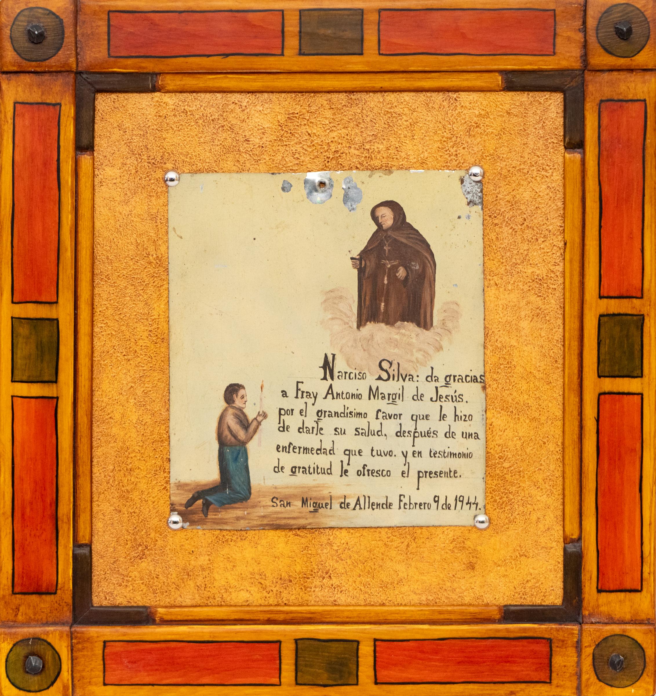 Ex Voto del 1940; Santo tributo per il ritorno della buona salute, dipinto Retablo in vendita 1