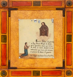Mexican Ex-Voto “Holy Tribute for Health” 1944 Oil on Tin Folk Art Painting