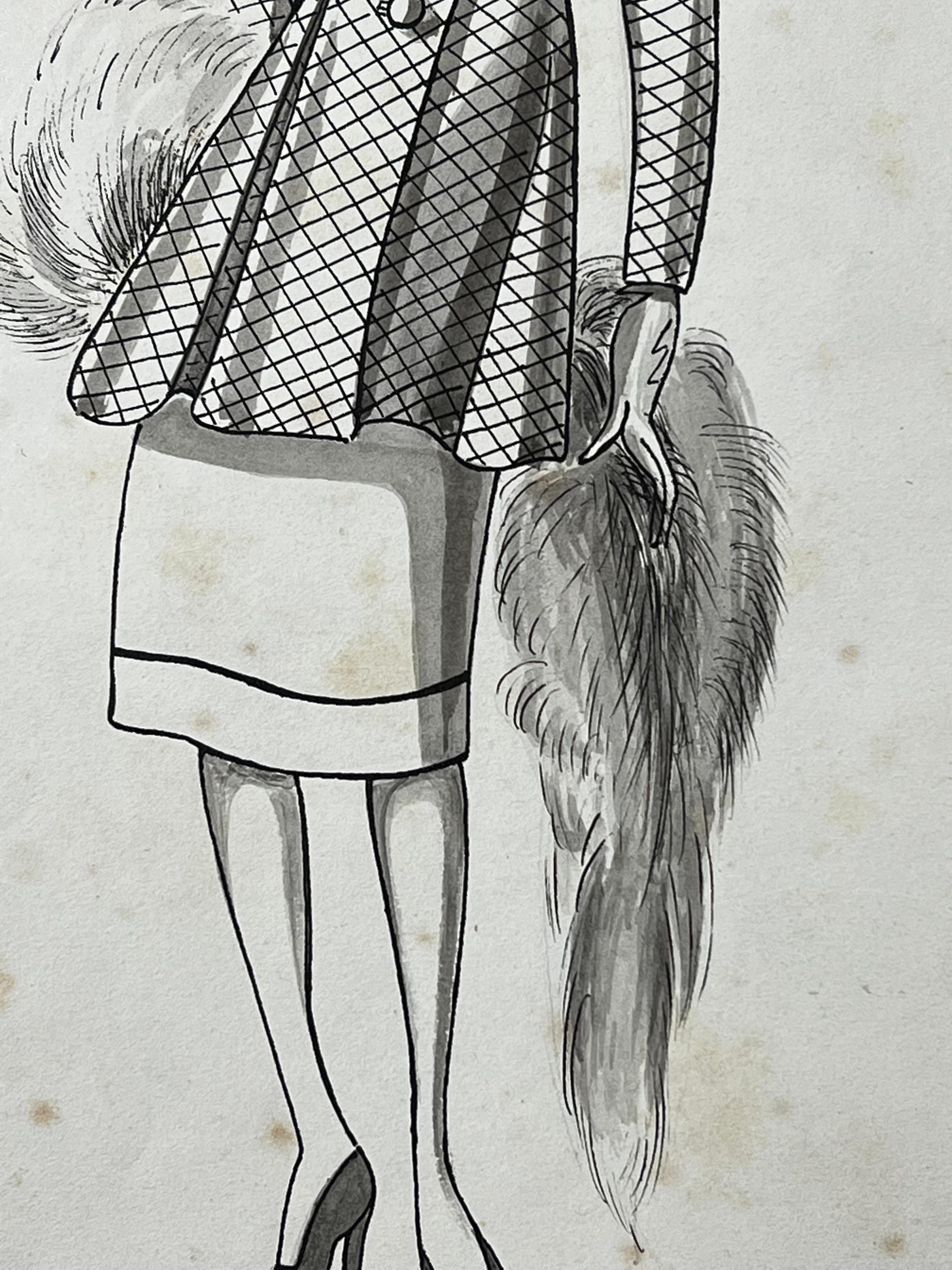 1940's Fashion Illustration, Chic Lady For Sale 1