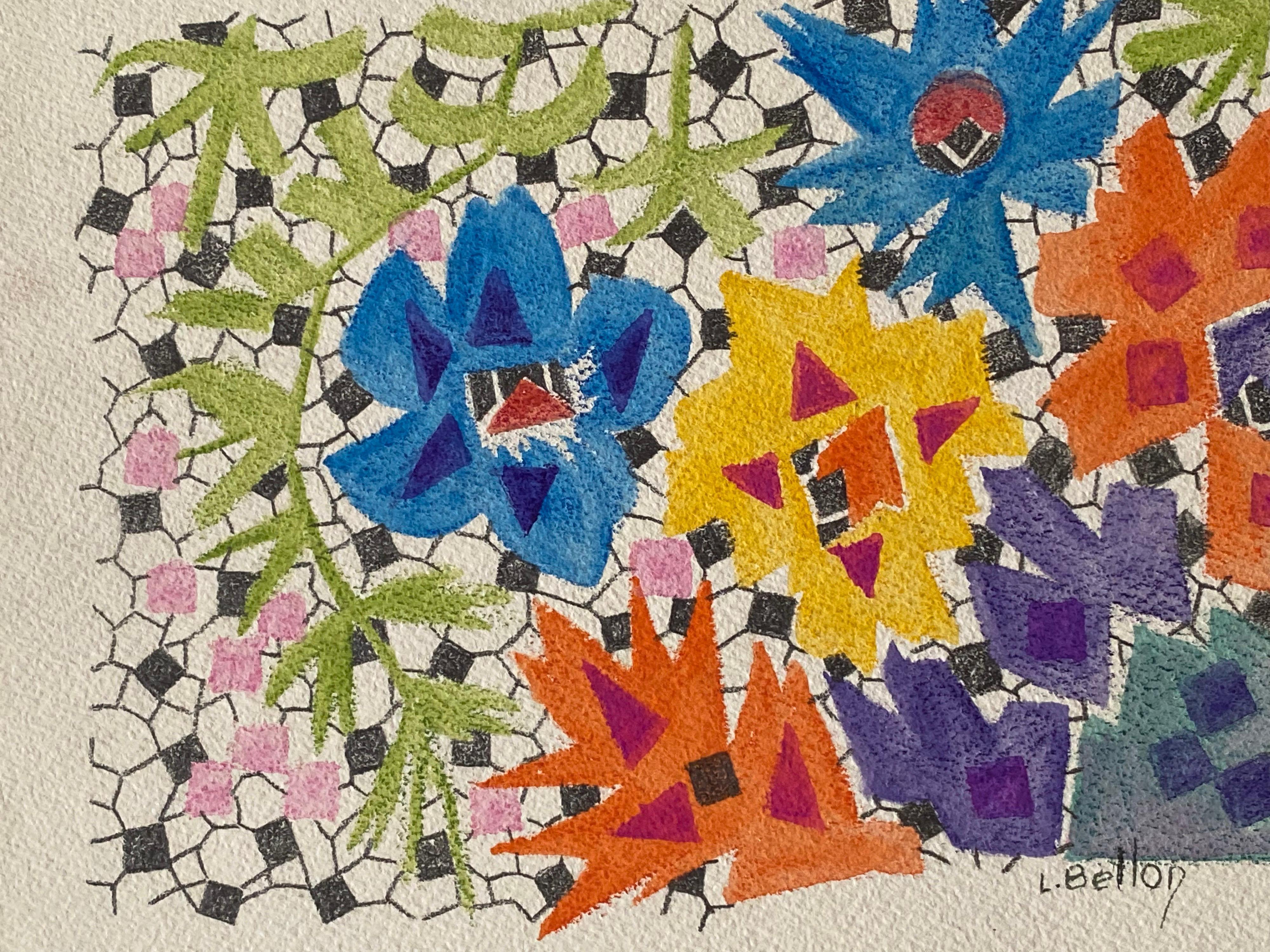 1940's Artista Francés Post Impresionista Obra de Arte Abstracta Diseño Original - Abstract Painting Beige de Unknown