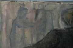 Pintura al óleo de los años 40 que representa a una mujer francesa recostada con reflejos en el espejo