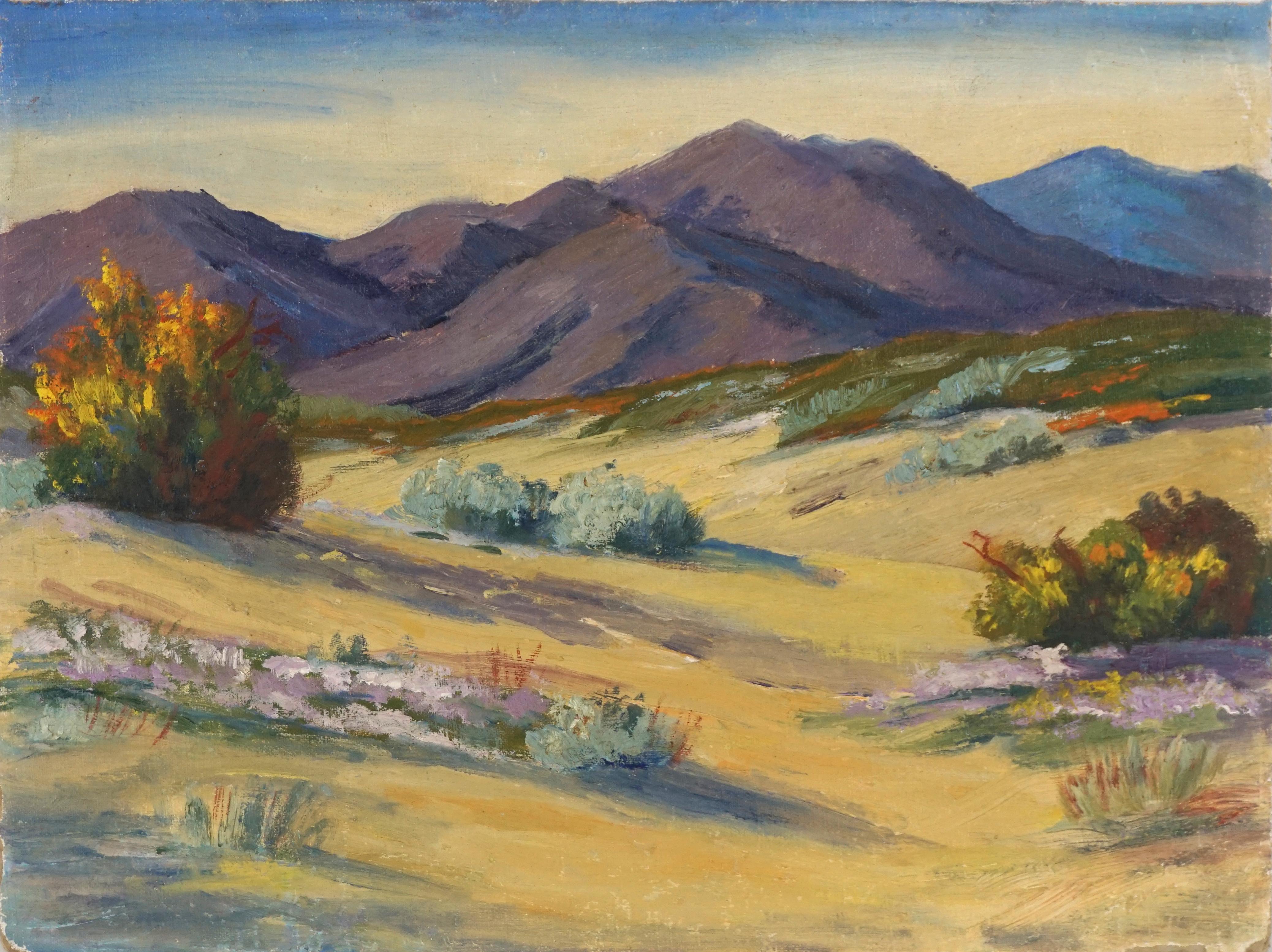 Paisaje vibrante del desierto primaveral de Palm Springs de 1940 - Painting de Unknown