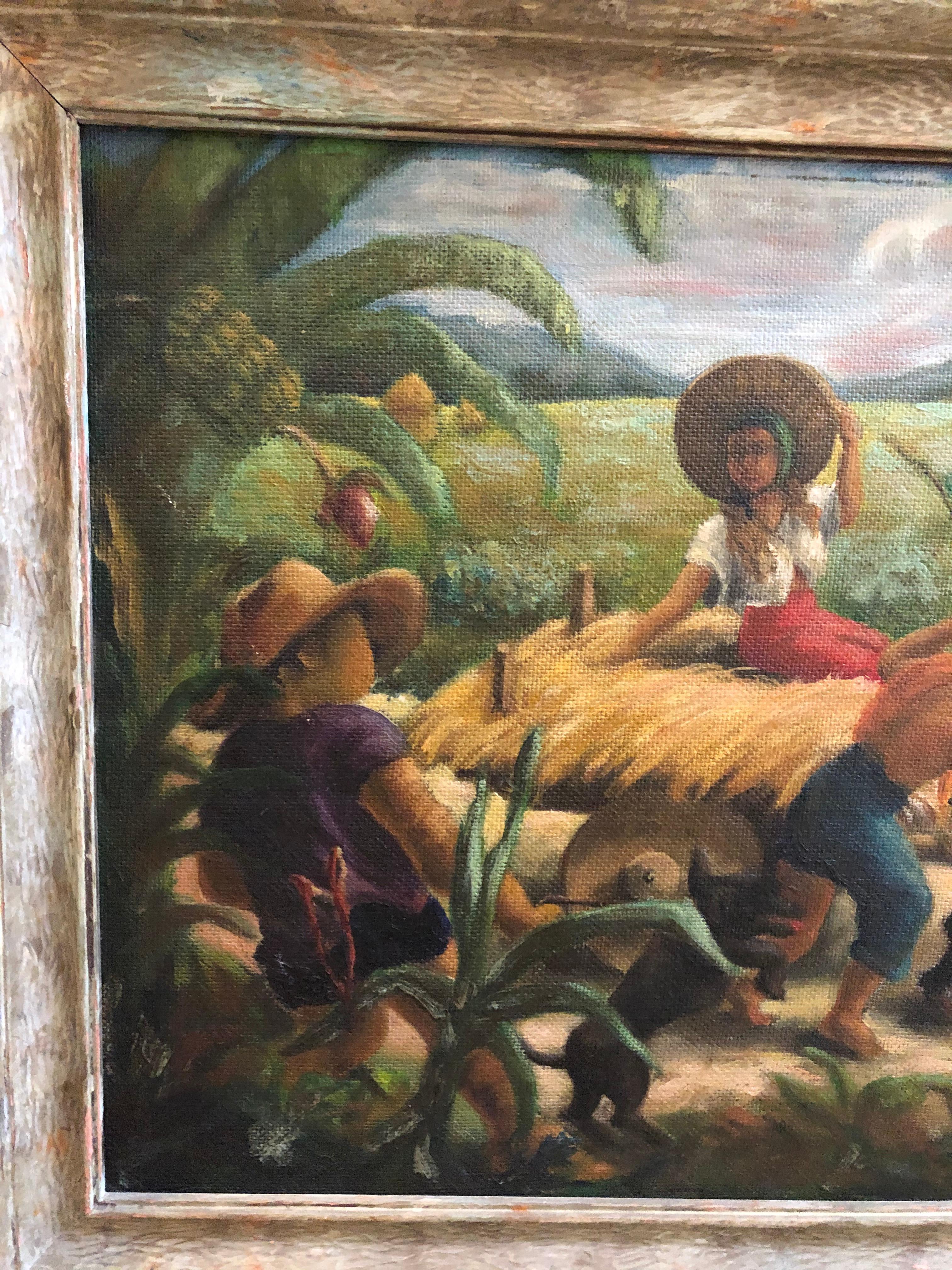 1940s Philippino Masterpiece - Brown Figurative Painting by Unknown