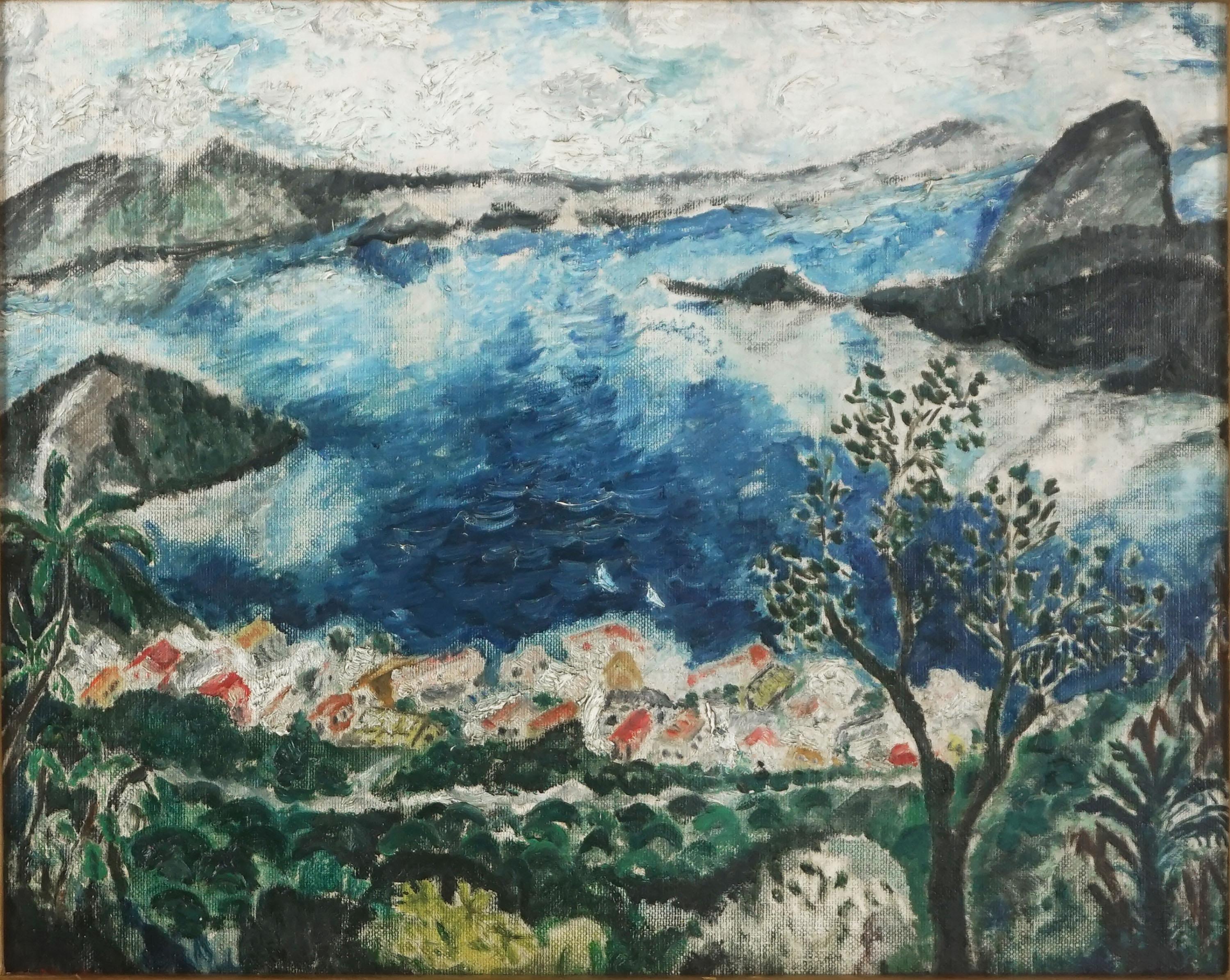 1940s Signed German Impressionist Oil of Rio de Janeiro in Style of Max Slevogt - Painting by Unknown