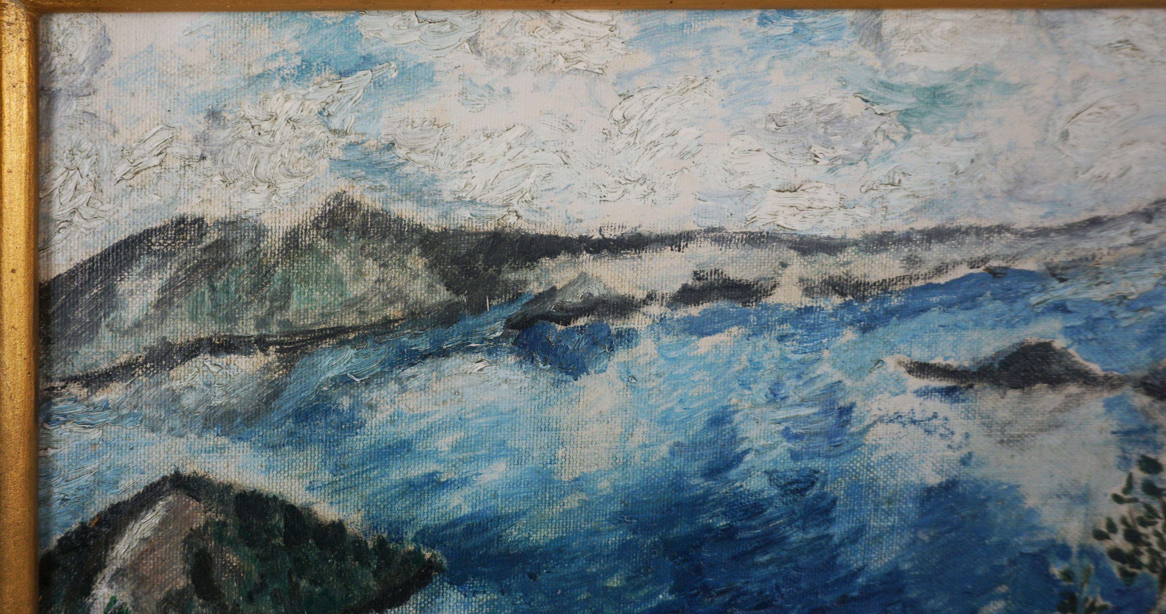 1940s Signed German Impressionist Oil of Rio de Janeiro in Style of Max Slevogt For Sale 2