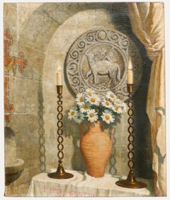 1942 Huile - Fleurs dans l'alcôve