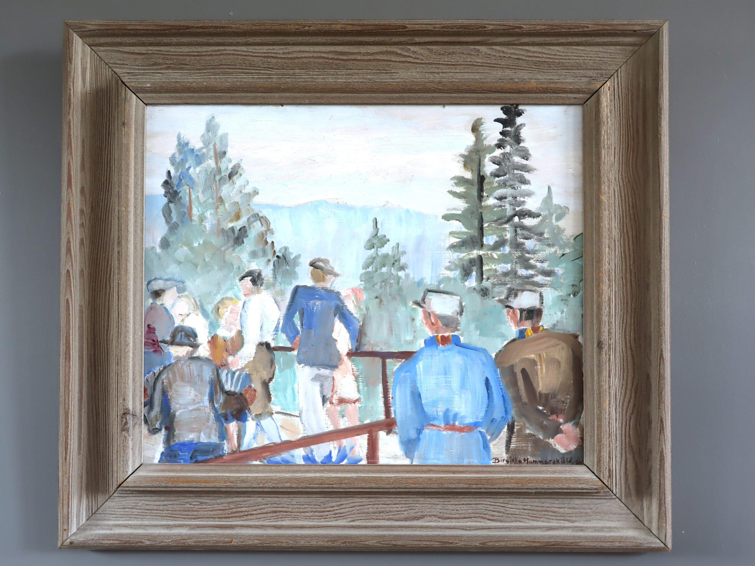 1946 Mid Century Modern Vintage Original Landschaft Ölgemälde - The Overlook – Painting von Unknown