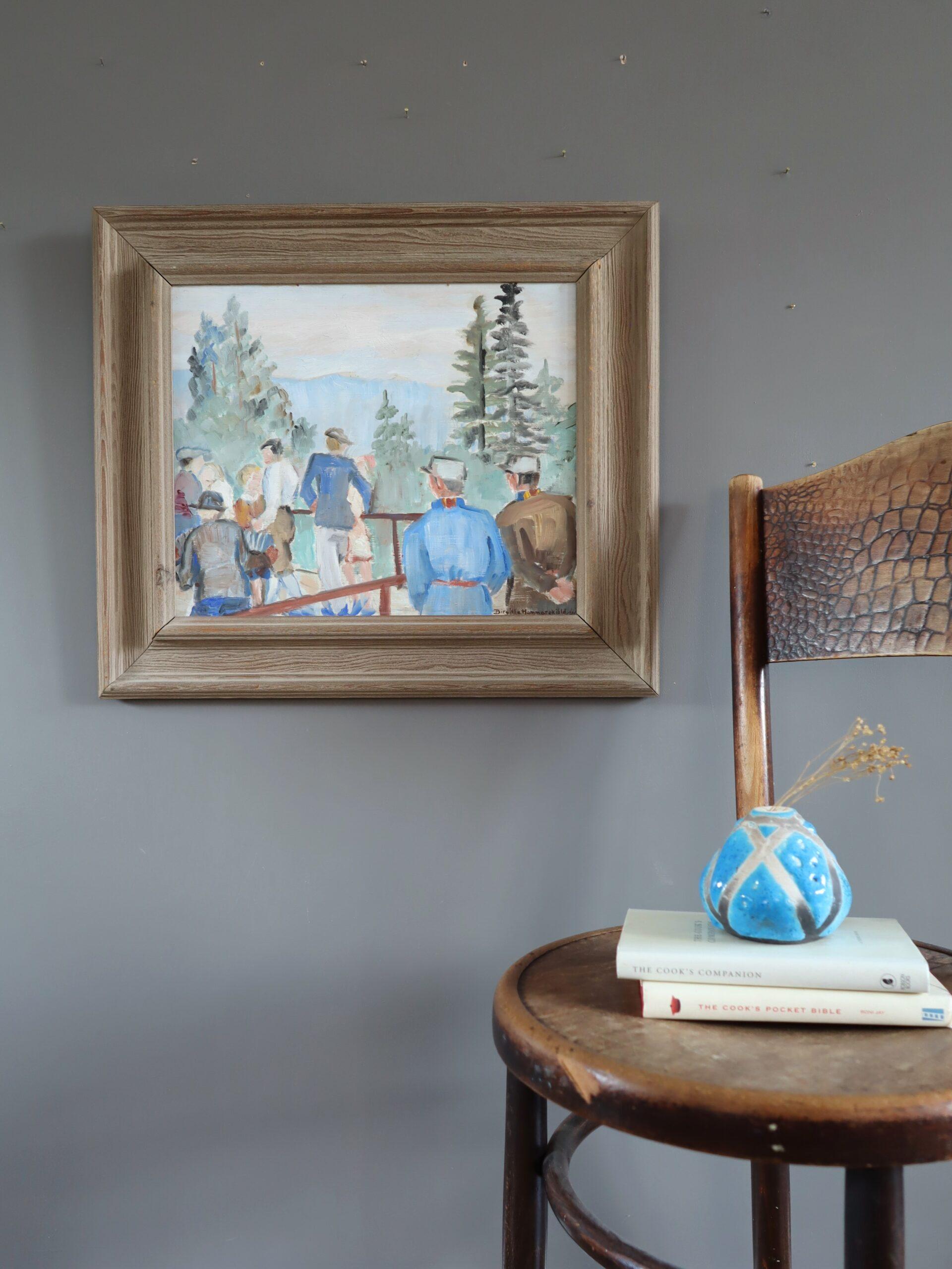 1946 Mid Century Modern Vintage Original Landschaft Ölgemälde - The Overlook (Moderne), Painting, von Unknown