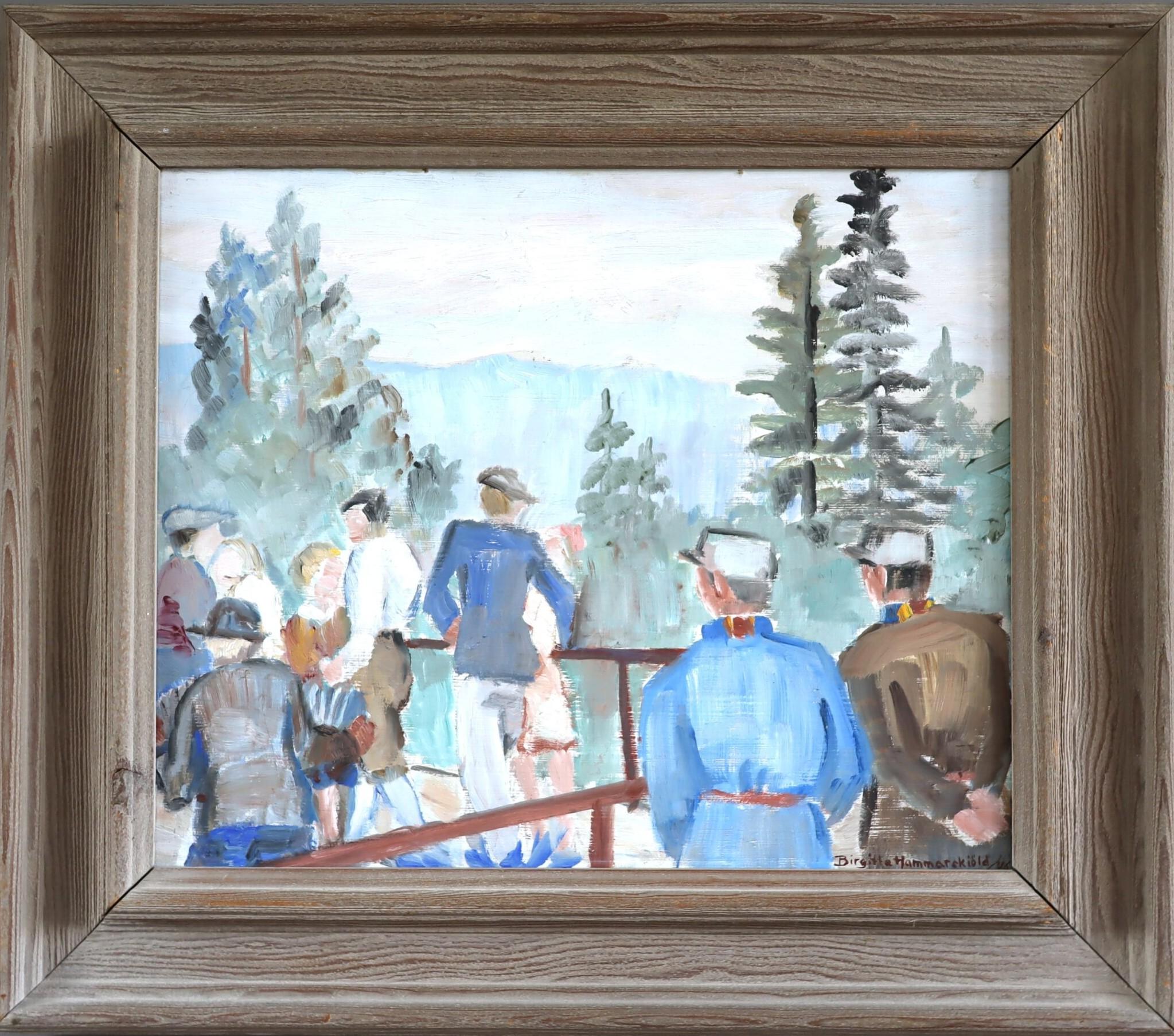 Unknown Landscape Painting – 1946 Mid Century Modern Vintage Original Landschaft Ölgemälde - The Overlook