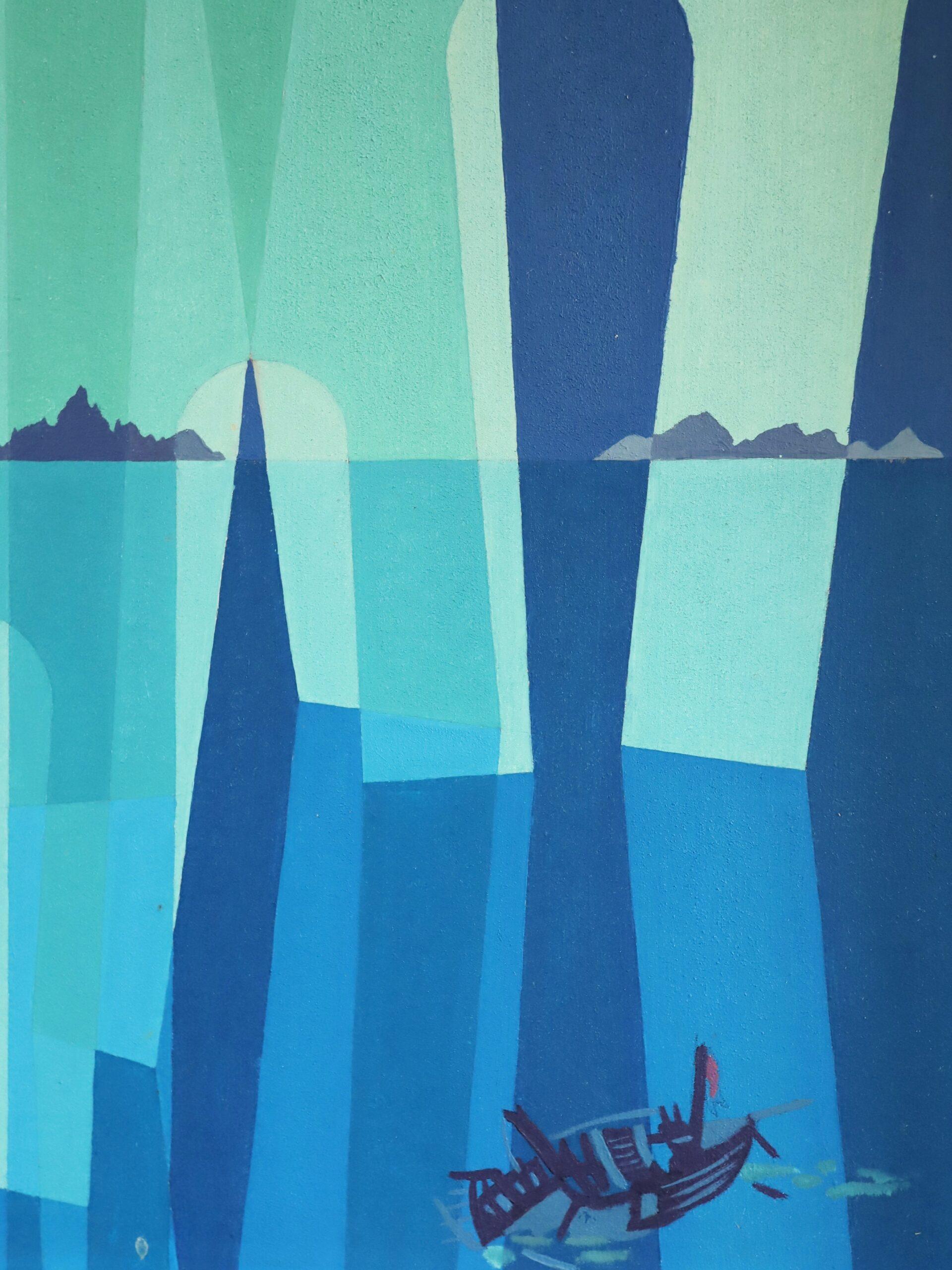 Abstraktes Landschaftsgemälde, Ölgemälde, Mid-Century Modern, 1948, Arches of the Sea im Angebot 6