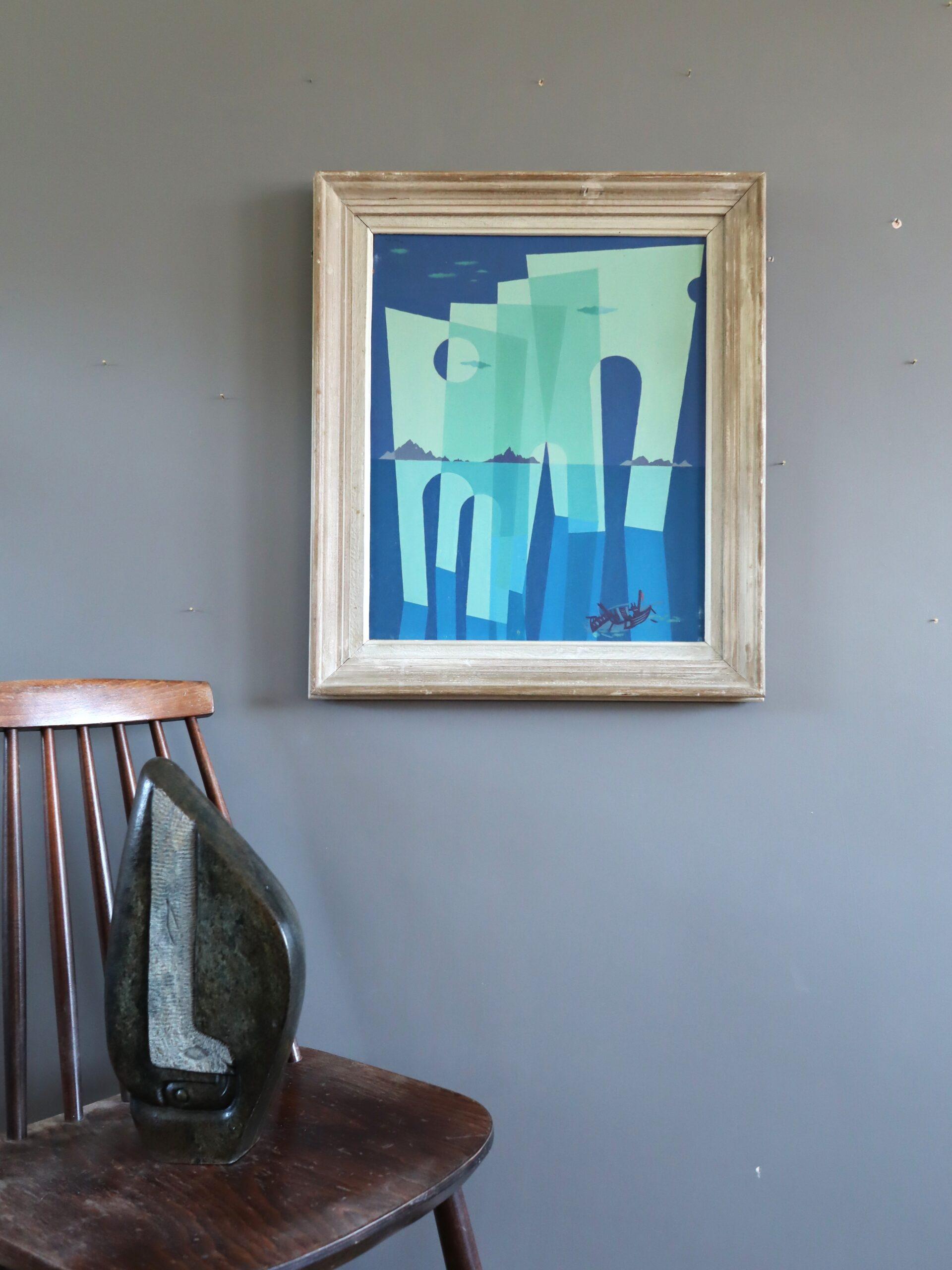 Abstraktes Landschaftsgemälde, Ölgemälde, Mid-Century Modern, 1948, Arches of the Sea (Geometrische Abstraktion), Painting, von Unknown