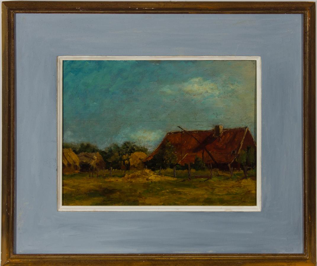 Unknown Landscape Painting - 1948 Oil - Summer Cottage