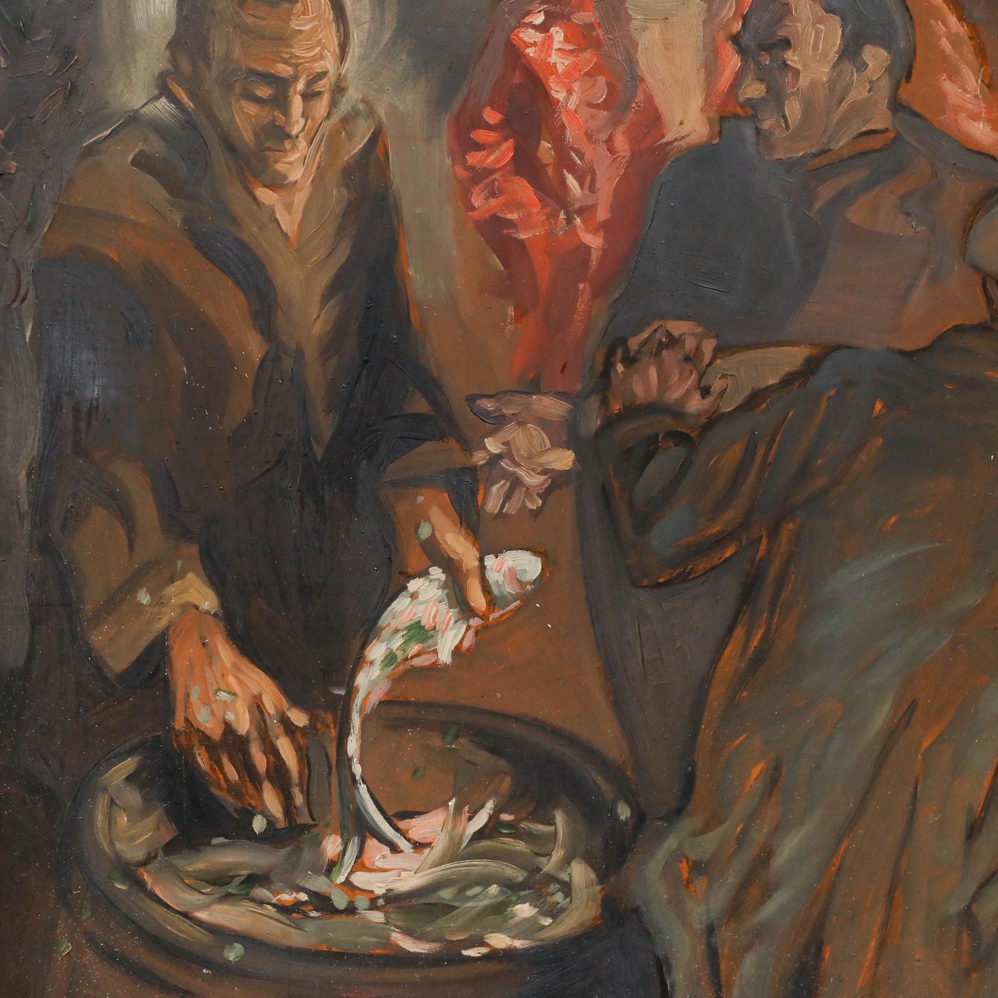 1949 Öl - Jesus speist die Massen im Angebot 1