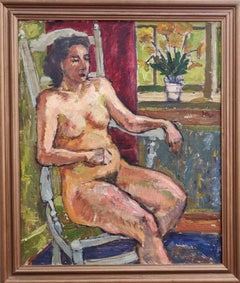 1949 Vintage Mid-Century Framed Figurative Oil Painting - Nude Study