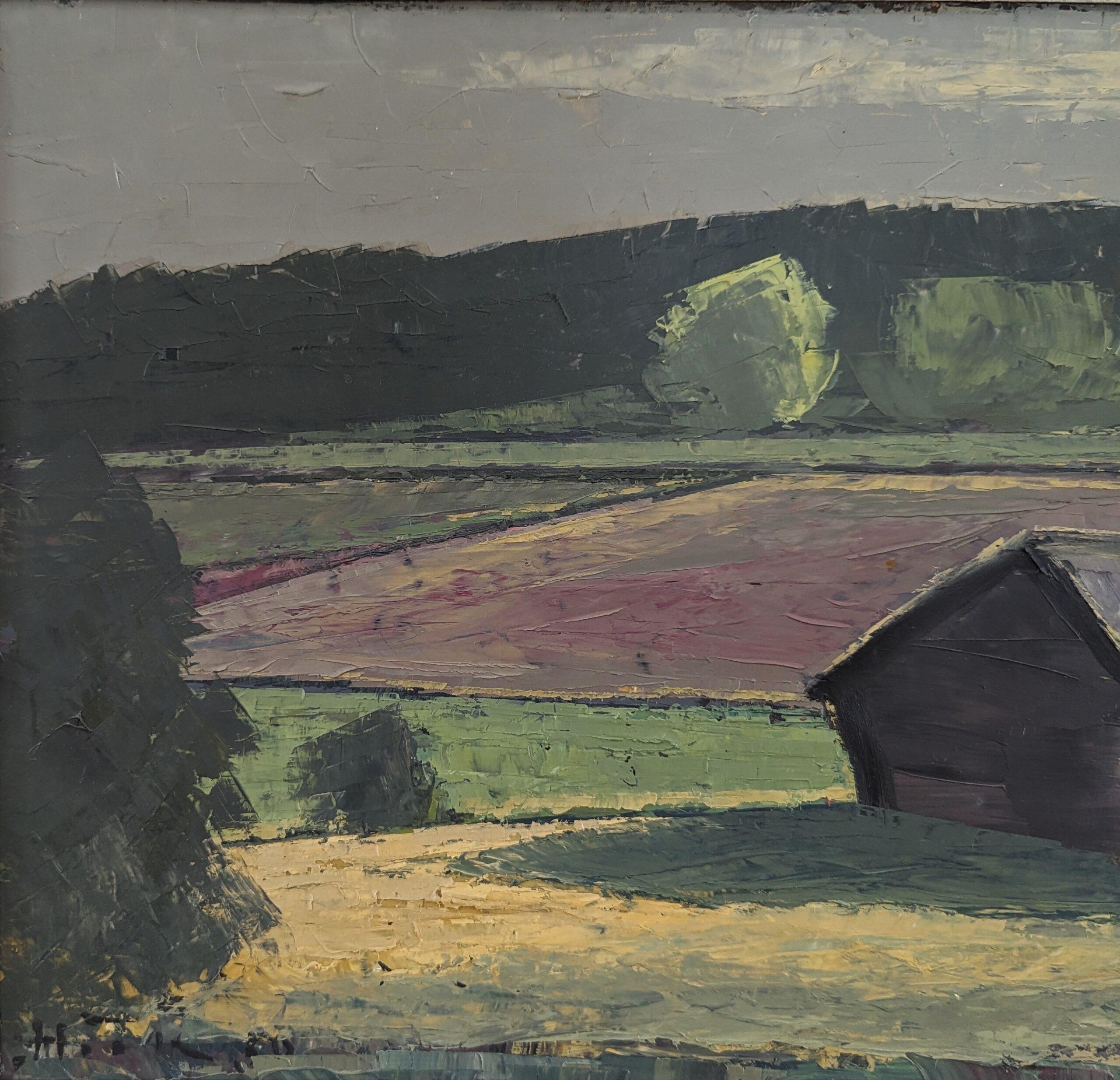 1950 Vintage Mid-Century Expressive Landscape Oil Painting - Landscape Light For Sale 8