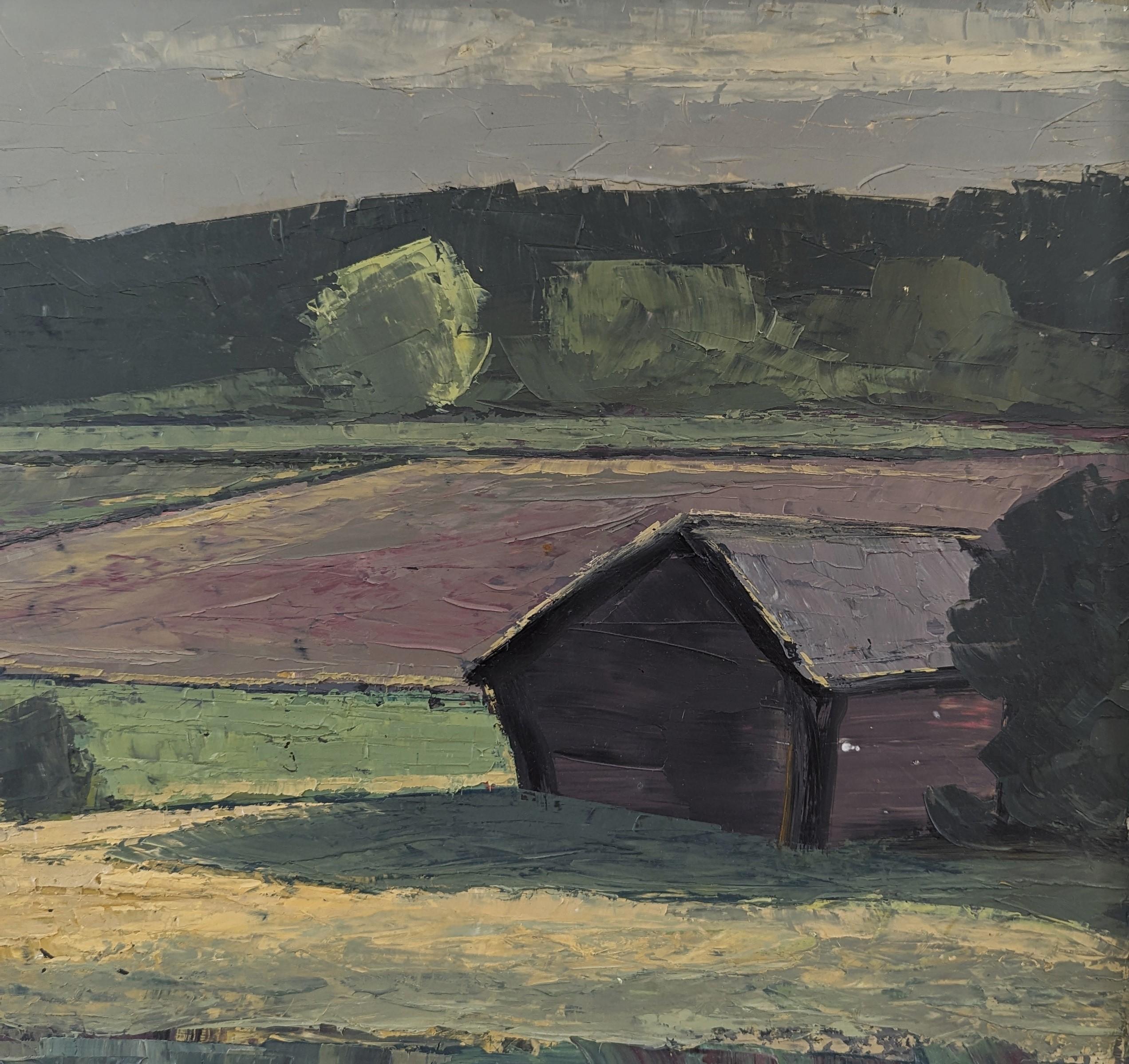 1950 Vintage Mid-Century Expressive Landscape Oil Painting - Landscape Light For Sale 9