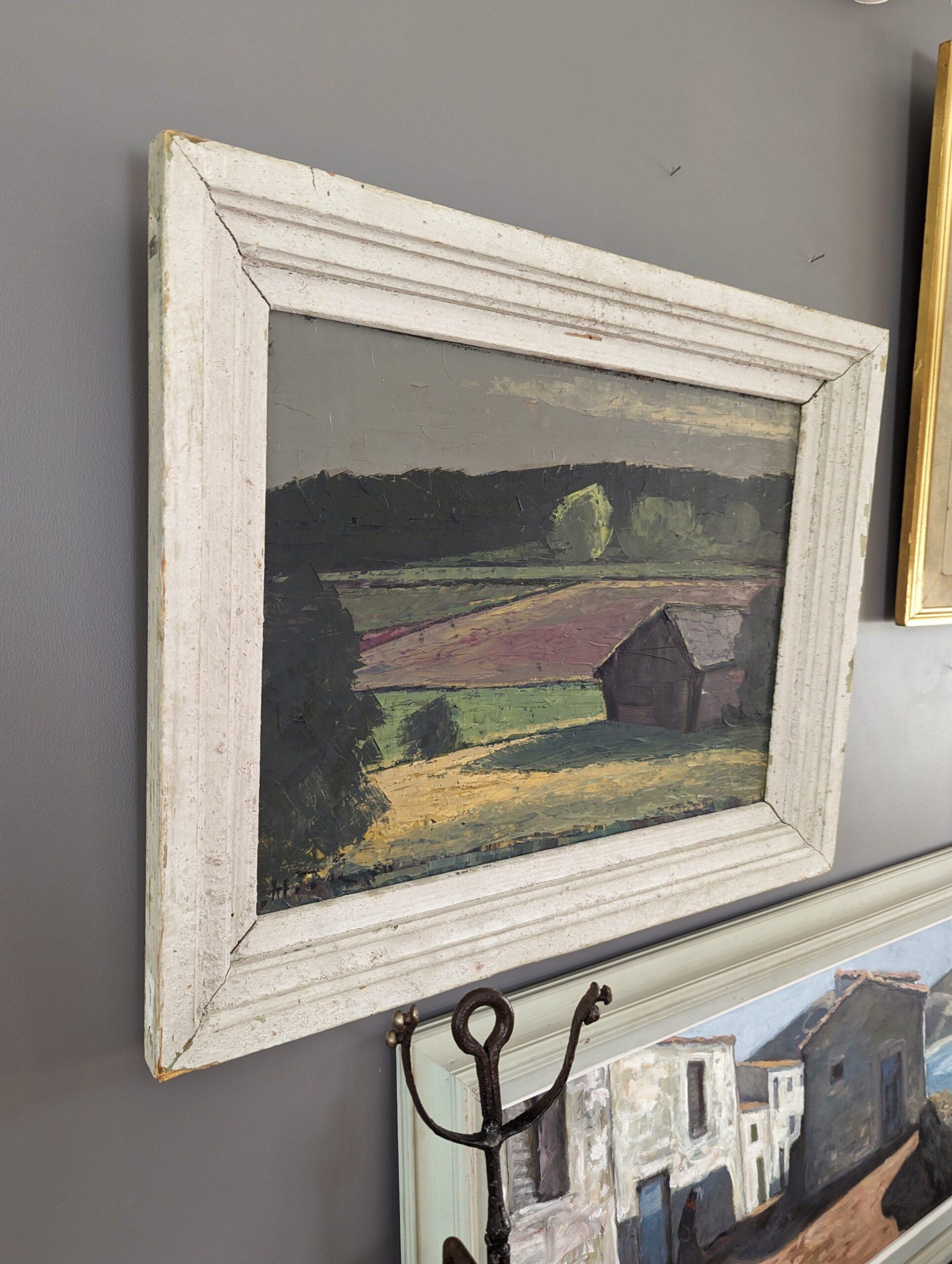 1950 Vintage Mid-Century Expressive Landscape Oil Painting - Landscape Light For Sale 1