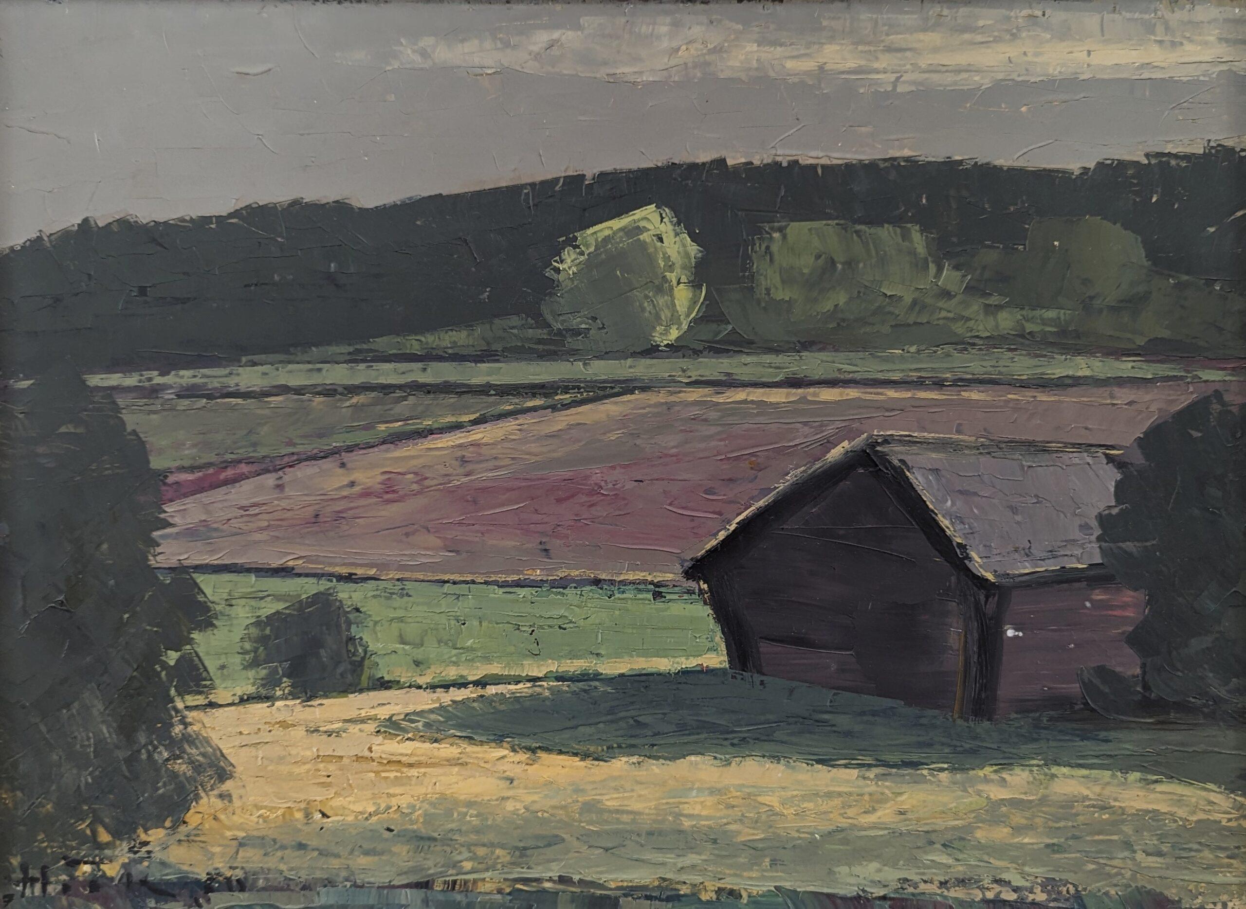 1950 Vintage Mid-Century Expressive Landscape Oil Painting - Landscape Light For Sale 7