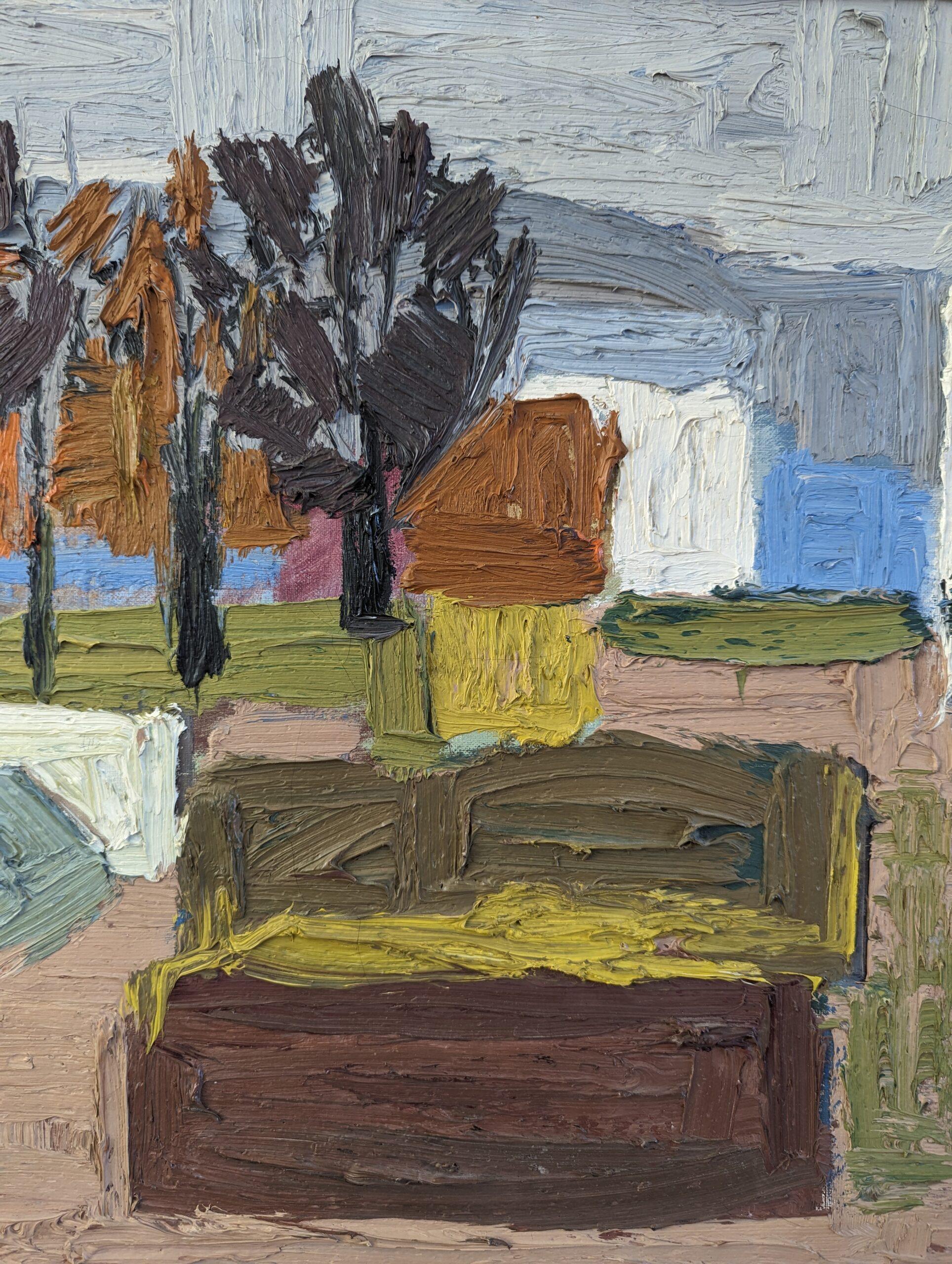1950 Vintage Mid-Century Swedish Abstract Landscape Oil Painting - Garden Plot For Sale 10