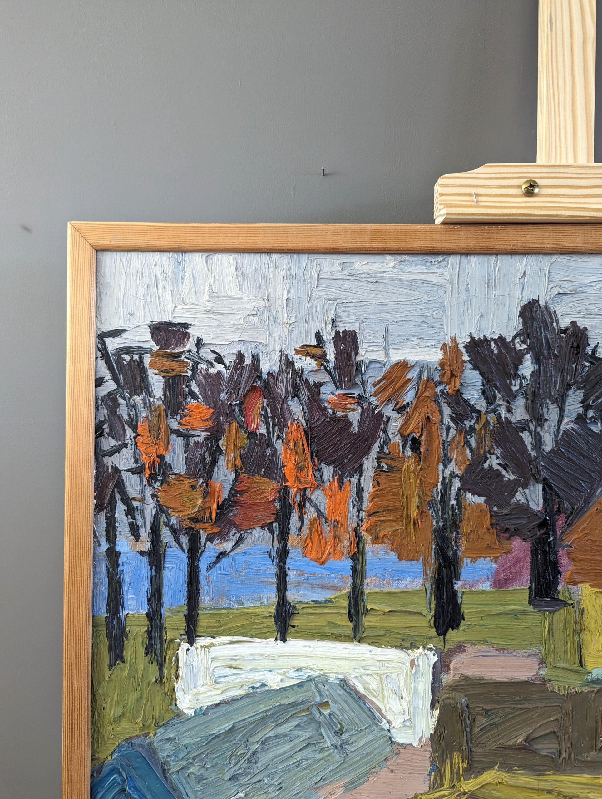 1950 Vintage Mid-Century Swedish Abstract Landscape Oil Painting - Garden Plot 4
