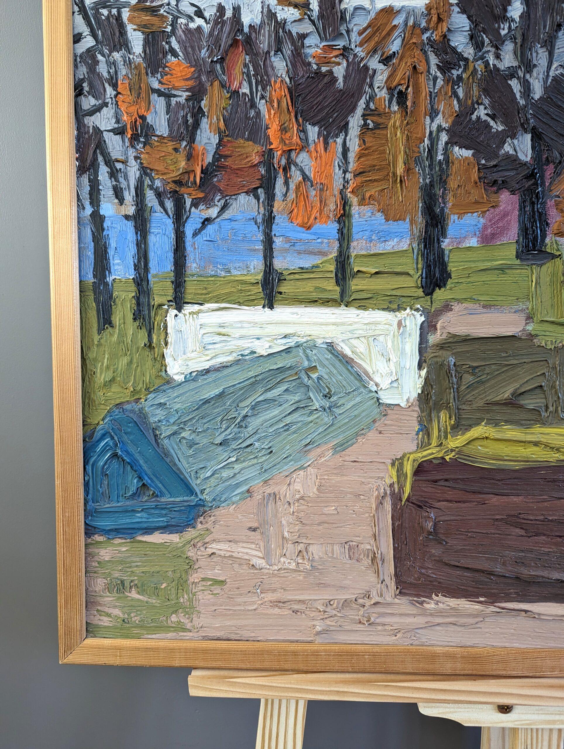 1950 Vintage Mid-Century Swedish Abstract Landscape Oil Painting - Garden Plot For Sale 5
