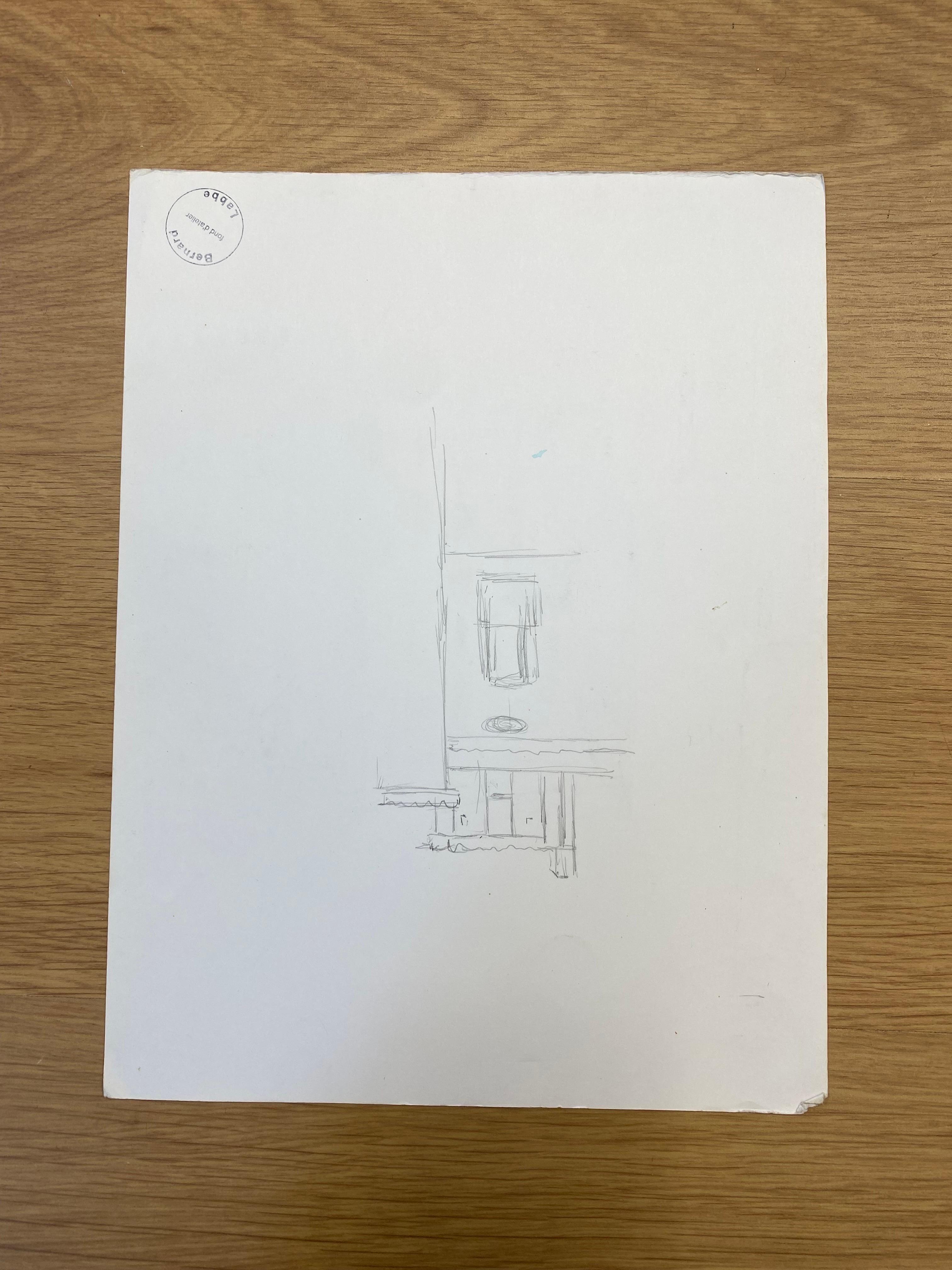 Dessin cubiste/moderniste français des années 1950, noir et blanc Steps to the French Townes en vente 2