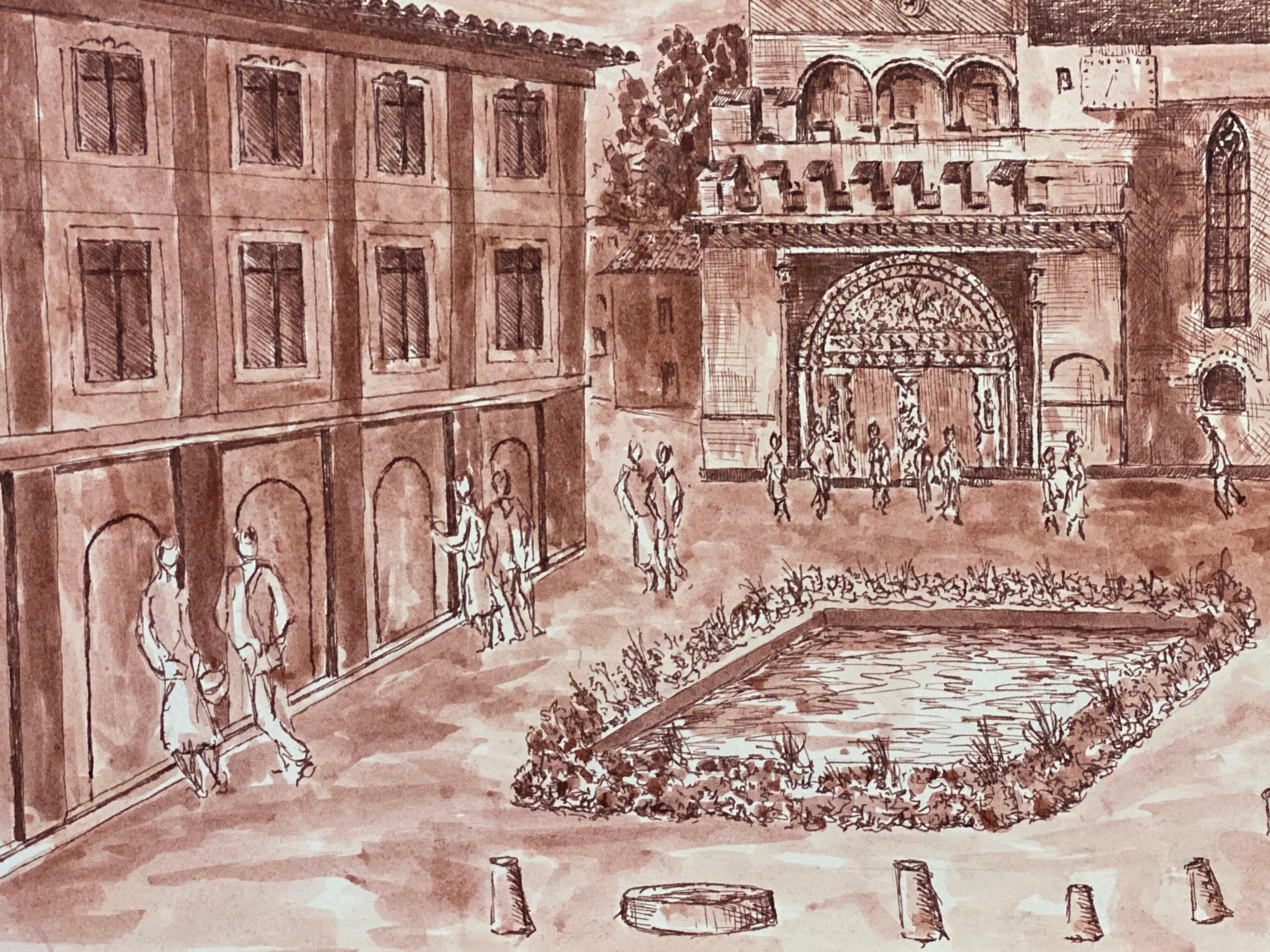 Plaza de una ciudad francesa.
de Bernard Labbe (French mid 20th century).
Pintura original en acuarela/guache sobre papel, sin enmarcar
Tamaño: 12 x 17,5 pulgadas.
Estado: muy bueno y listo para ser disfrutado. 

Procedencia: taller/estudio del