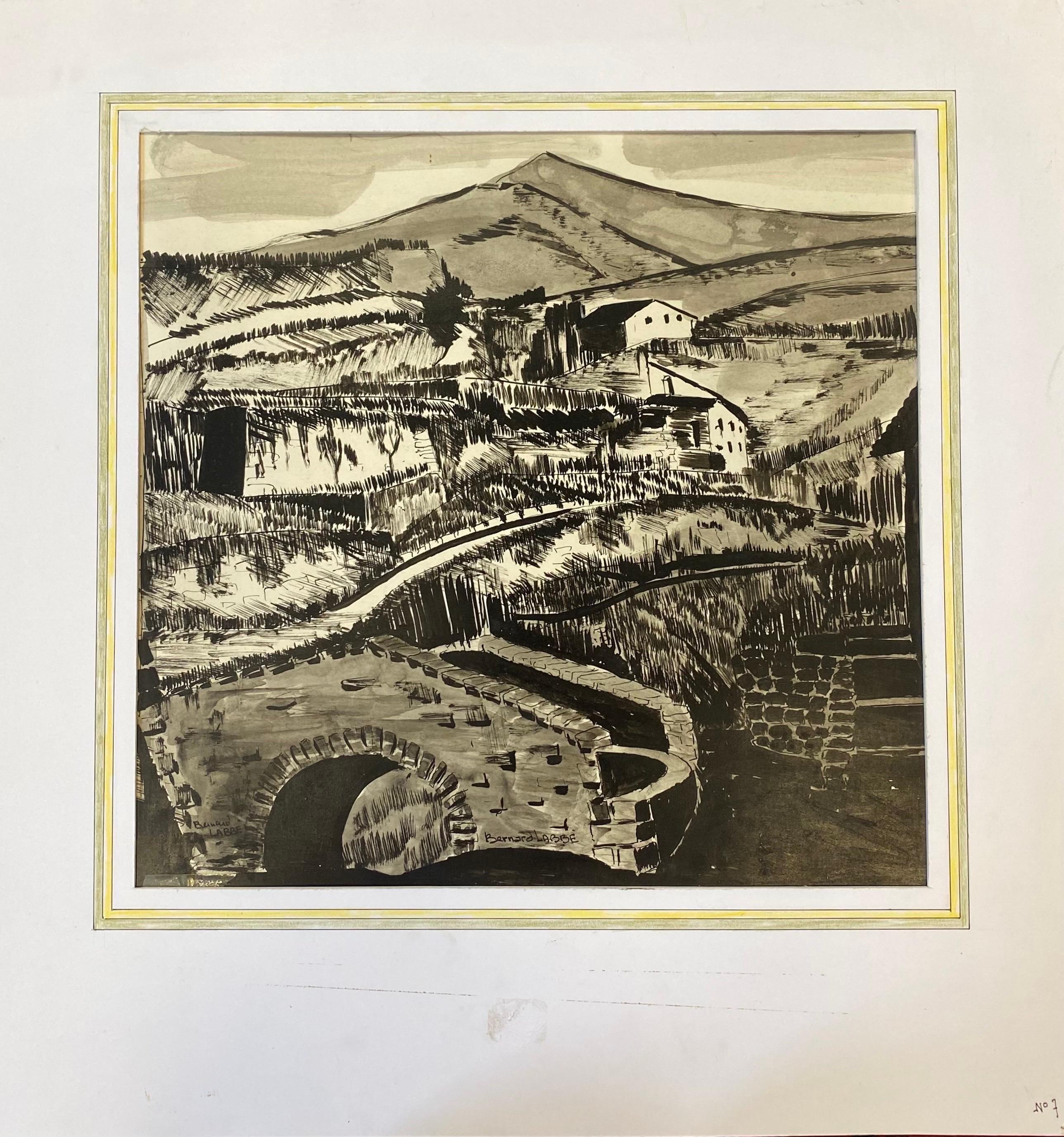 French Landscape
by Bernard Labbe (French mid 20th century)
Signed original watercolour/ gouache painting on artist paper , mounted on card, unframed
Size: 17 x 16 inches
Condition: very good and ready to be enjoyed. 

Provenance: the artists