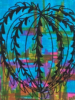 1950's French Modernist / Cubist Painting Signed, Bright Colour Shapes