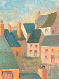 1950's French Modernist / Cubist Painting Signed, French Landscape