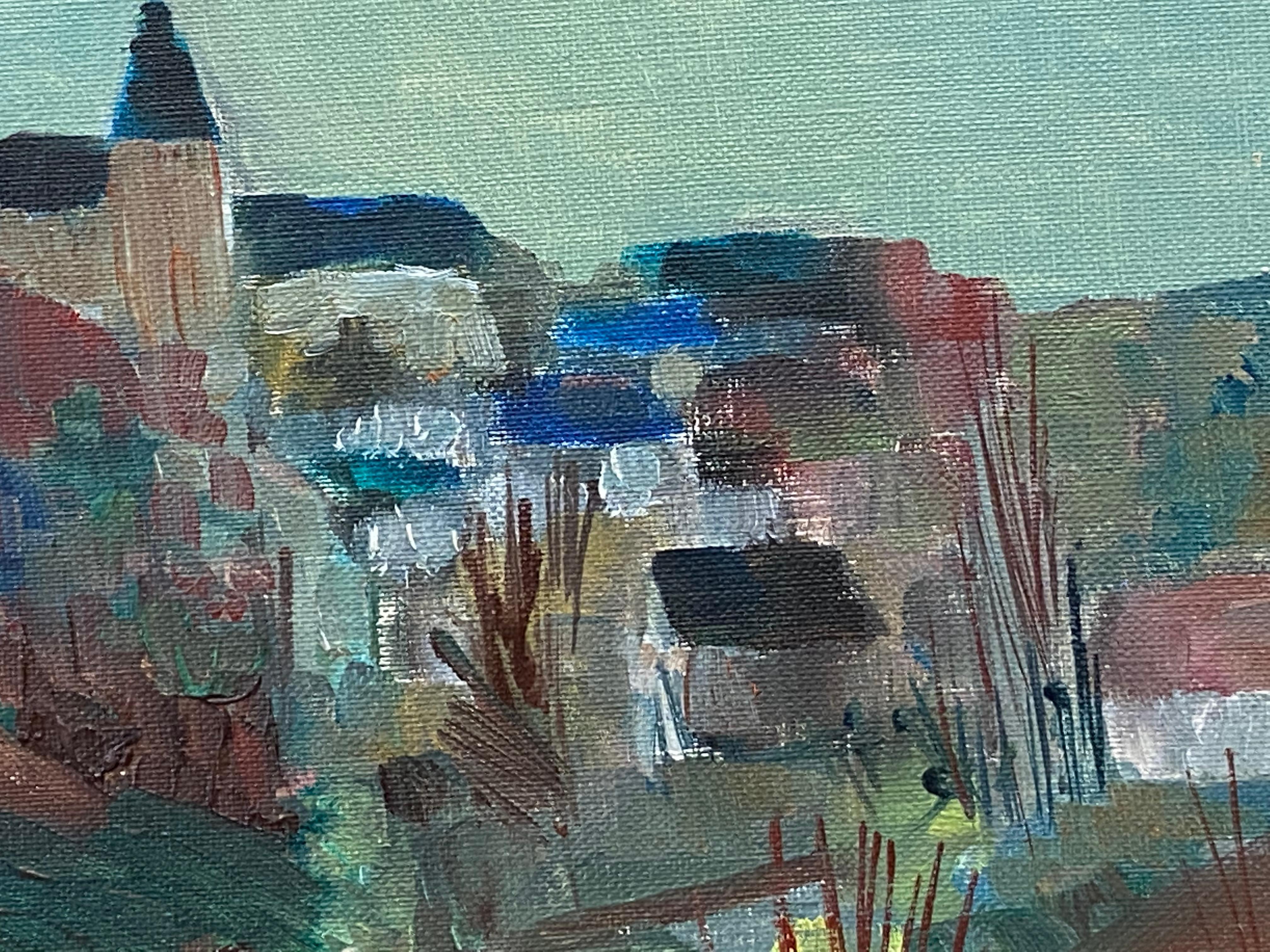 Quadro modernista/cubista francese degli anni '50 firmato, Paesaggio francese in vendita 1