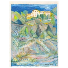 1950's French Modernist/ Cubist Painting Signed, French Landscape