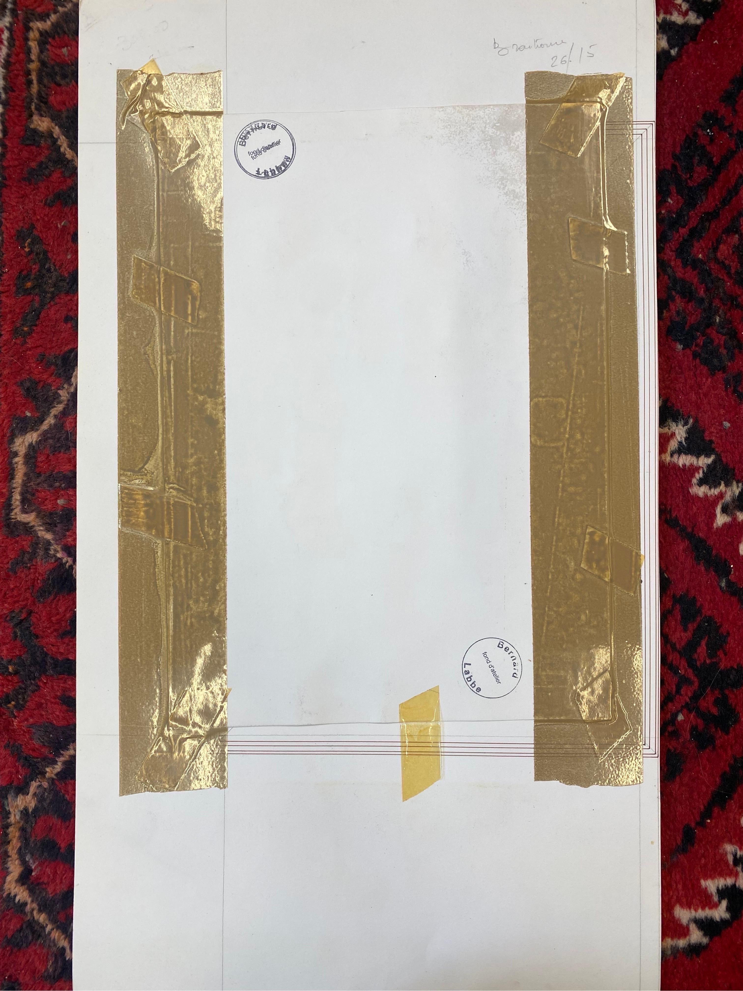 Peinture moderniste/cubiste française des années 1950 signée, bâtiments français de couleur claire en vente 4