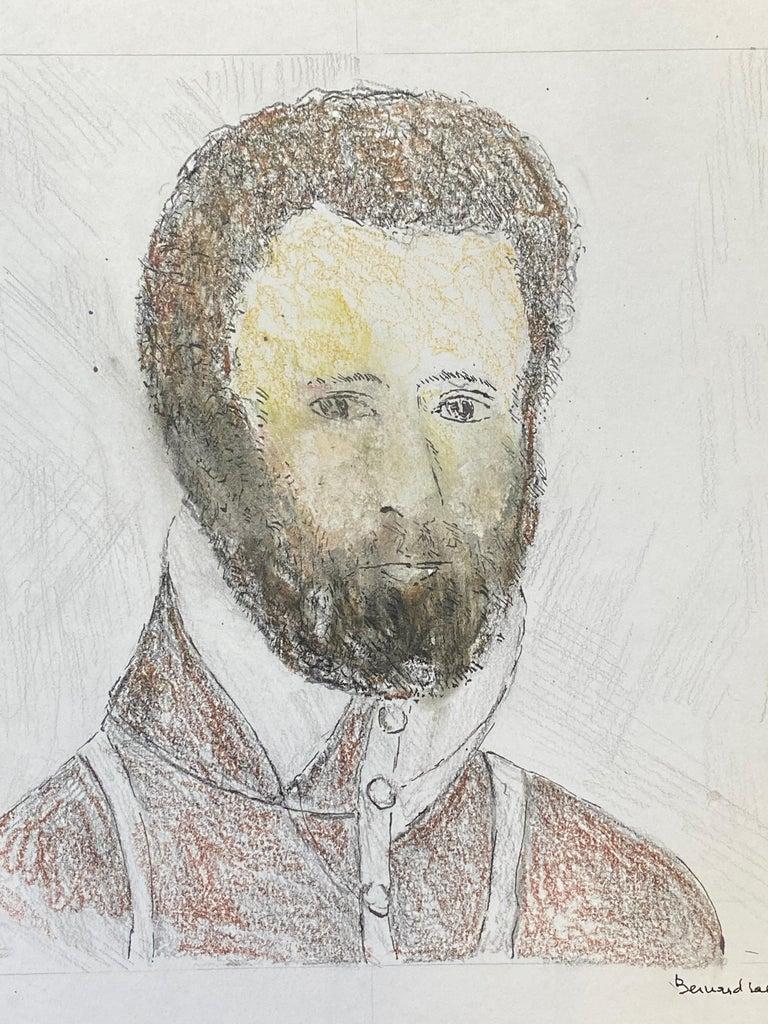 Male Portrait
by Bernard Labbe (French mid 20th century)
Signed original watercolour/ gouache painting on board, unframed
Size: 11 x 10.5 inches
Condition: very good and ready to be enjoyed. 

Provenance: the artists atelier/ studio, France (stamped