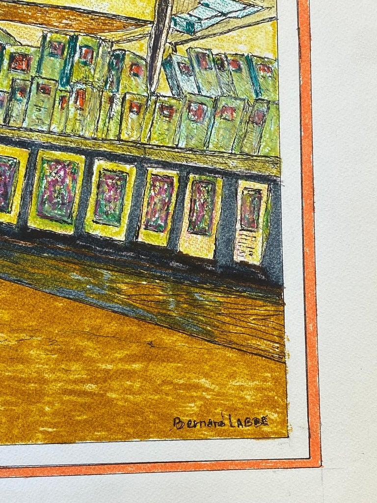 1950's French Modernist / Cubist Painting Signed, Parisian Market Stall For Sale 1