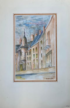1950's French Modernist/ Cubist Painting Signed, Tall French Buildings
