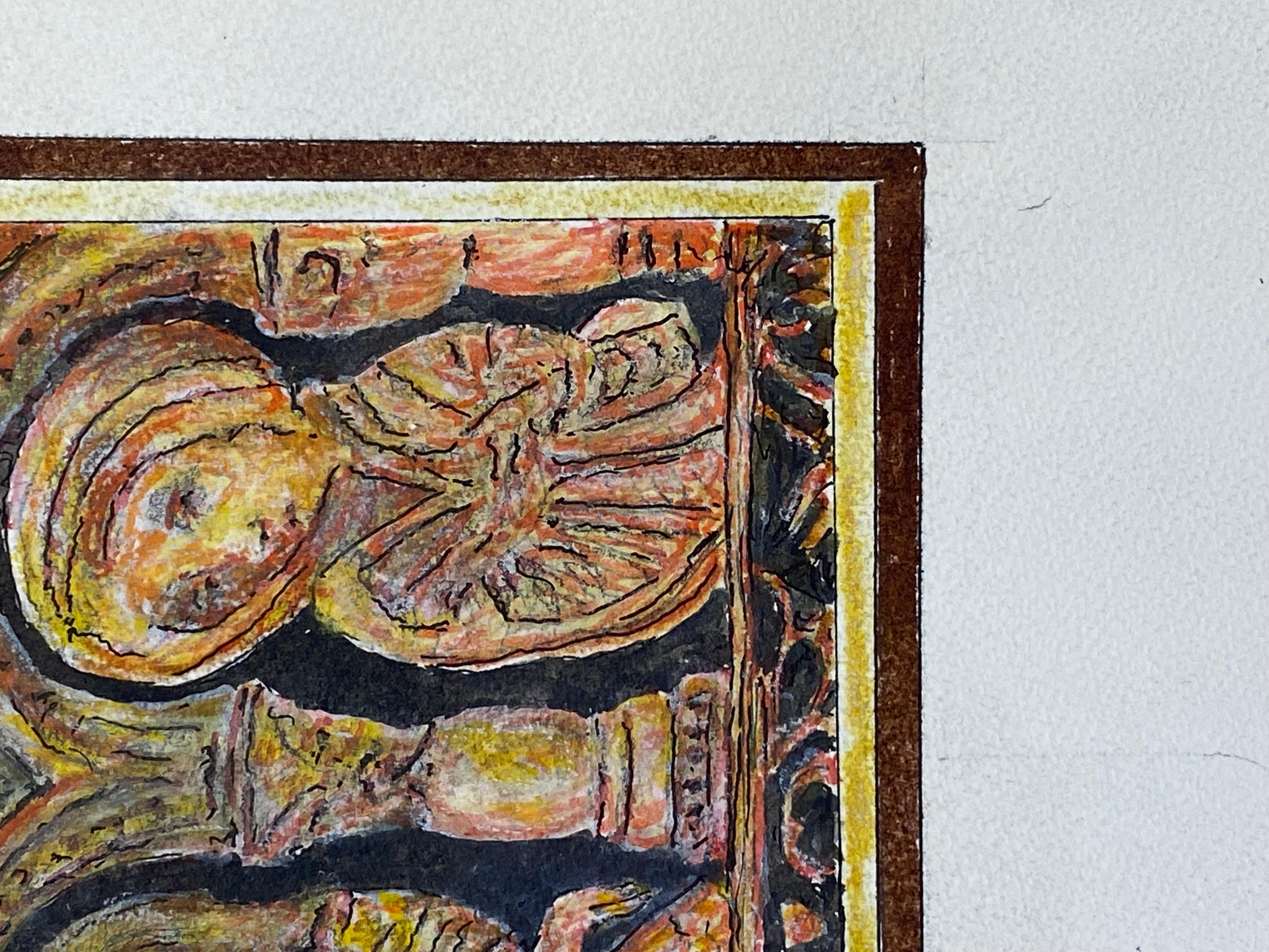 Pintura modernista/cubista francesa de los años 50, Dos figuras en un paisaje histórico en venta 1